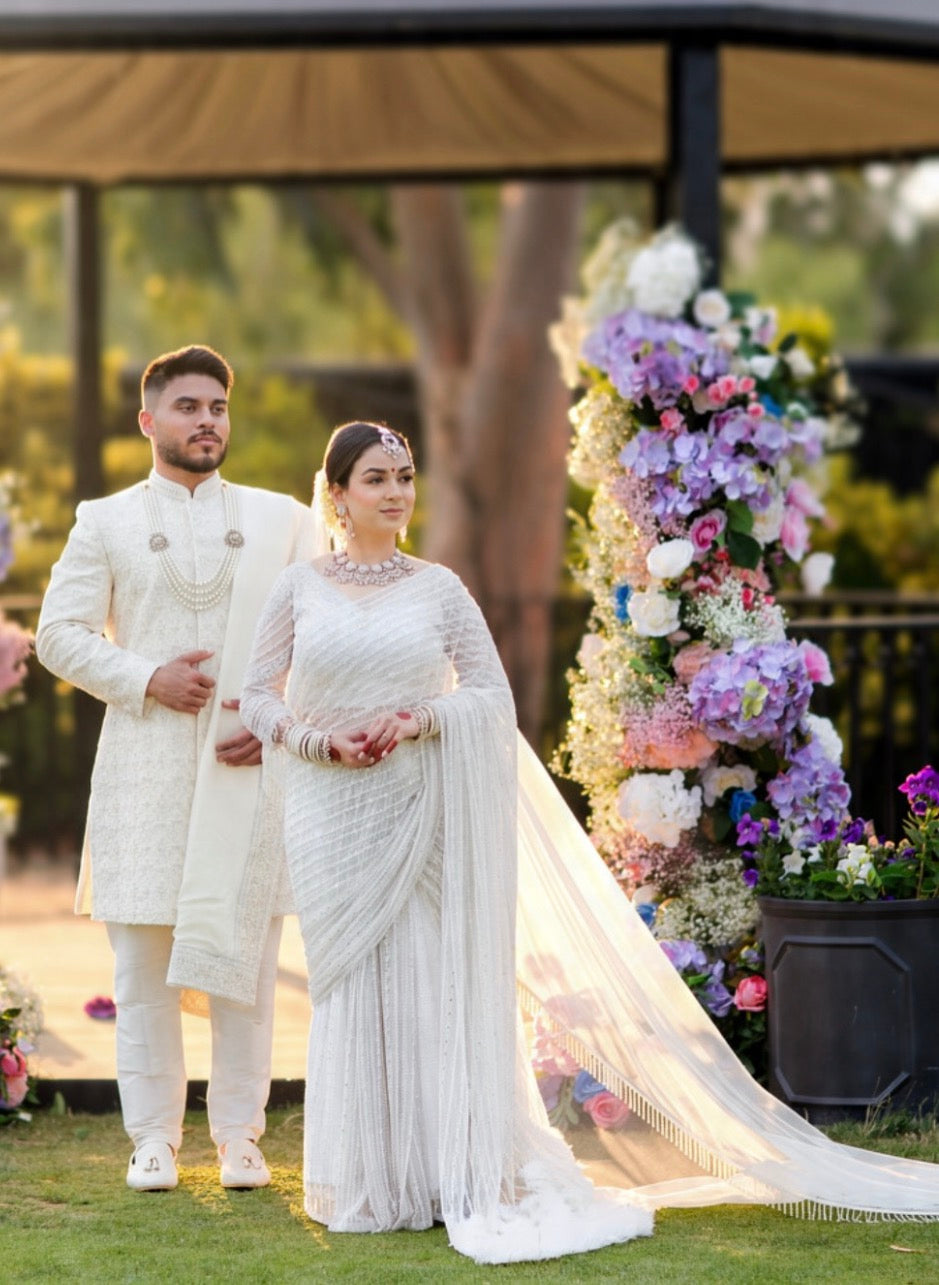 Sharleen in Ivory Saree with Veil