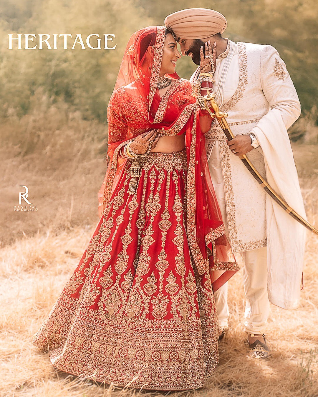 Kajal & Saroop in Regal Red-Ivory Wedding Attire