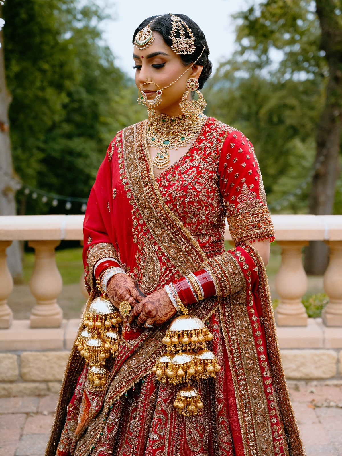 Jaspreet's Anand Karaj in Crimson Red Lehenga