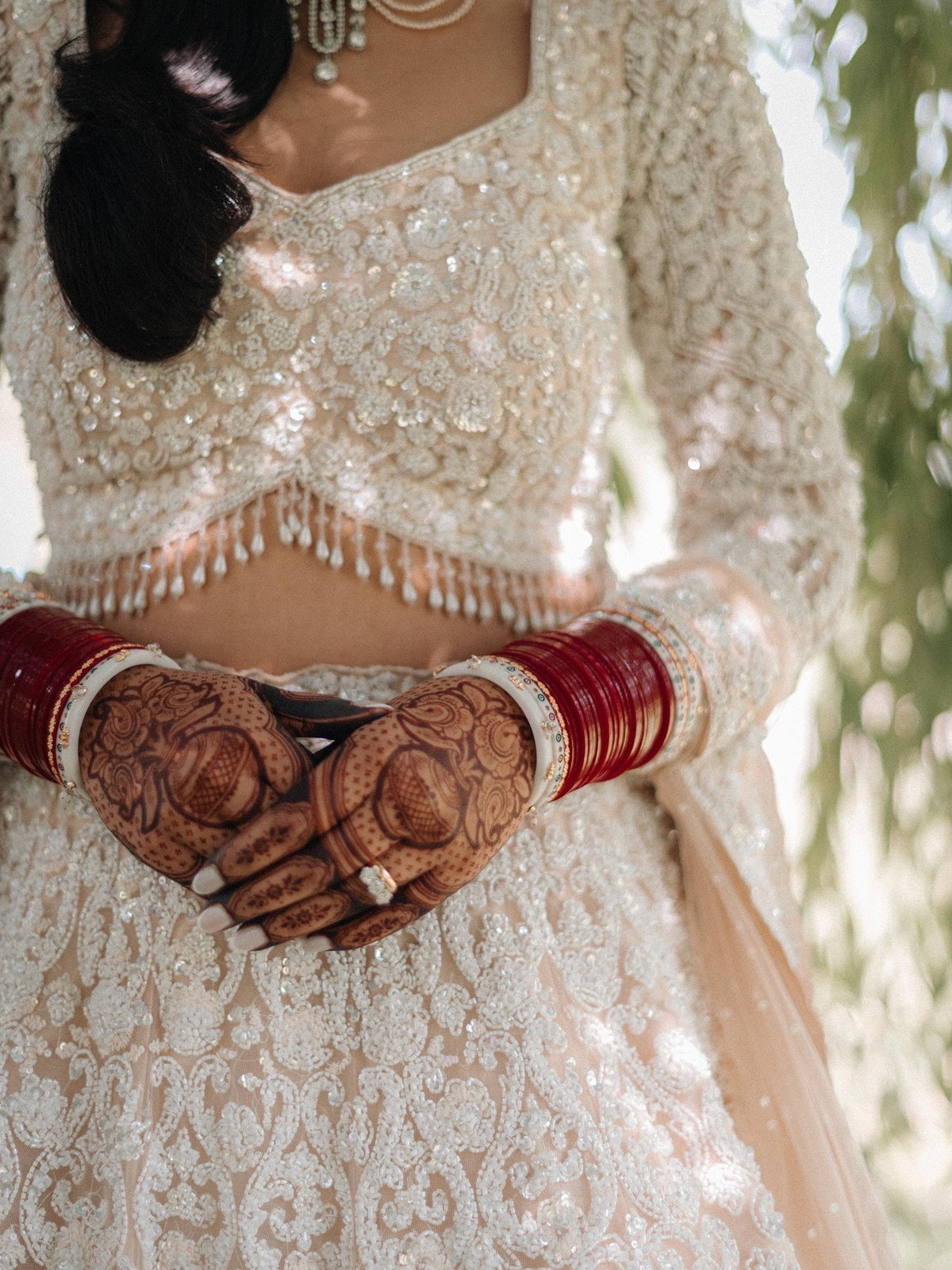 Jaspreet in Soft Peach & Ivory Sequence Lehenga