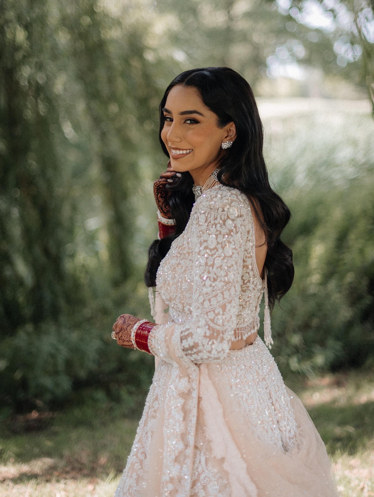 Jaspreet in Soft Peach & Ivory Sequence Lehenga