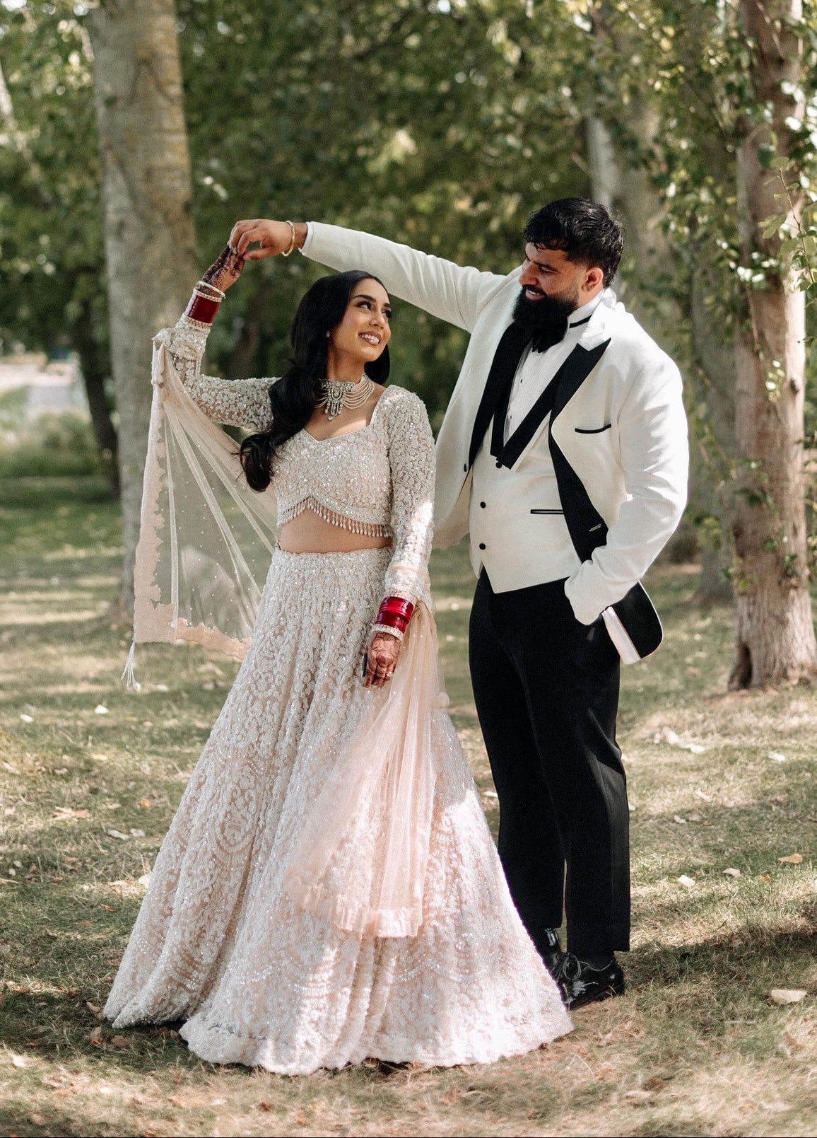 Jaspreet in Soft Peach & Ivory Sequence Lehenga