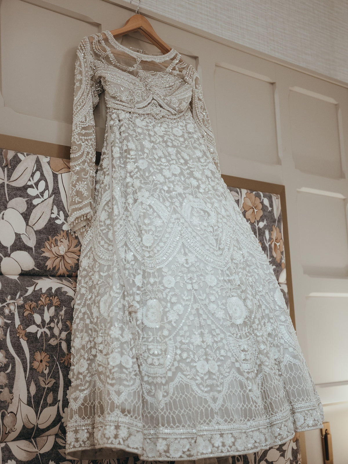 Marya Hanna in White Floral Pearl Lehenga