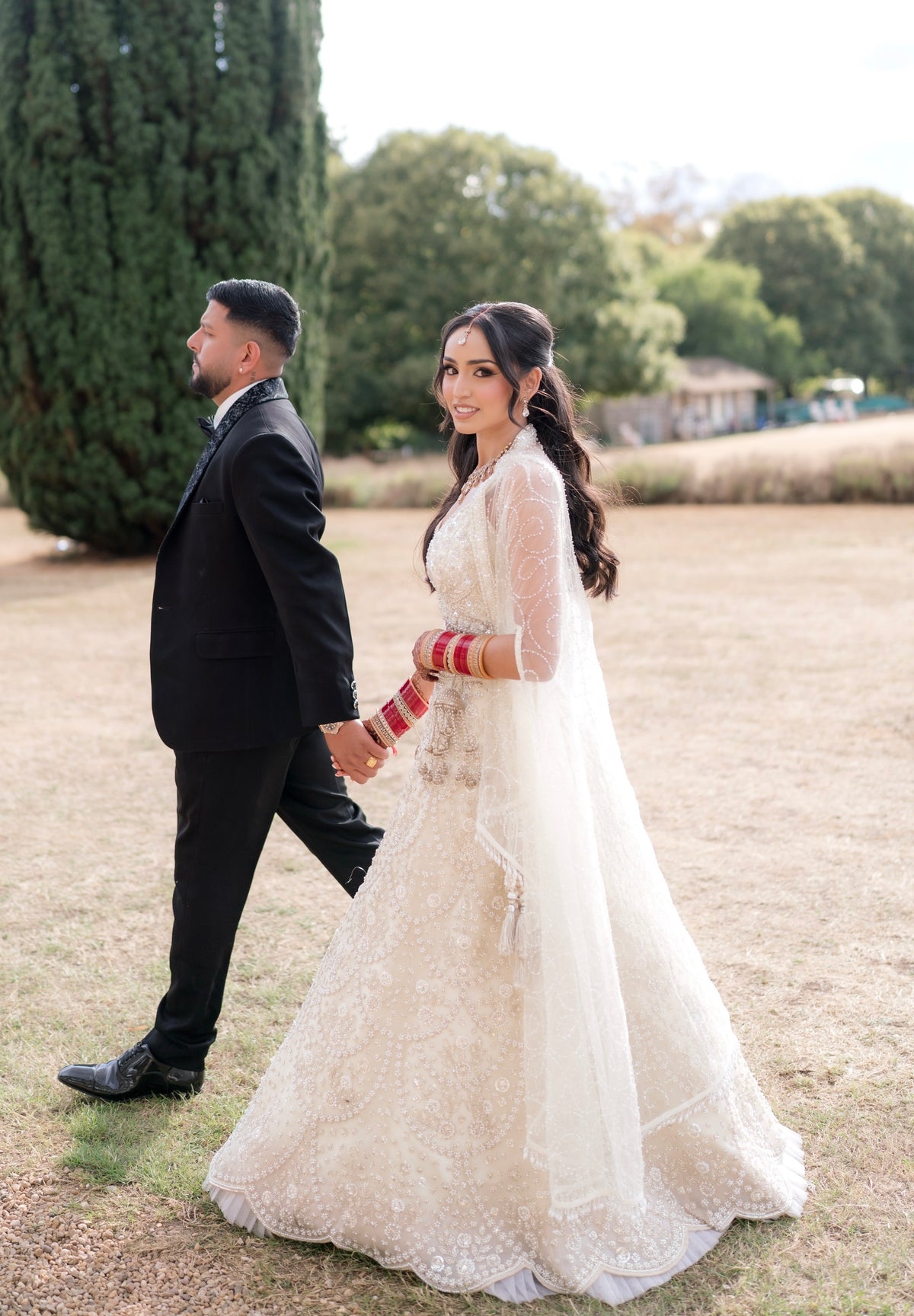 Aleesha's Reception in Pearl Embroidered Lehenga