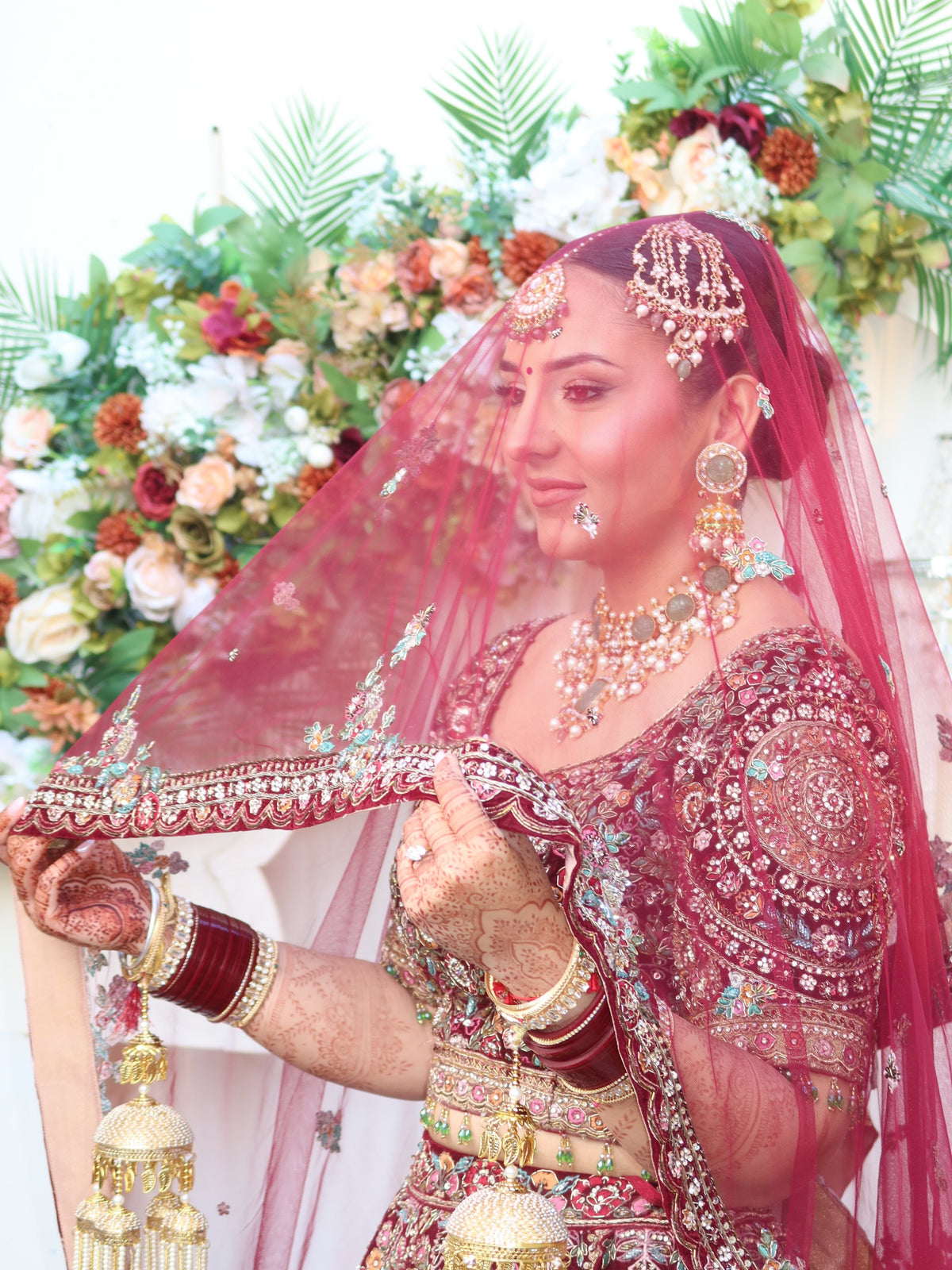 Amrit in Deep Maroon Styled Lehenga