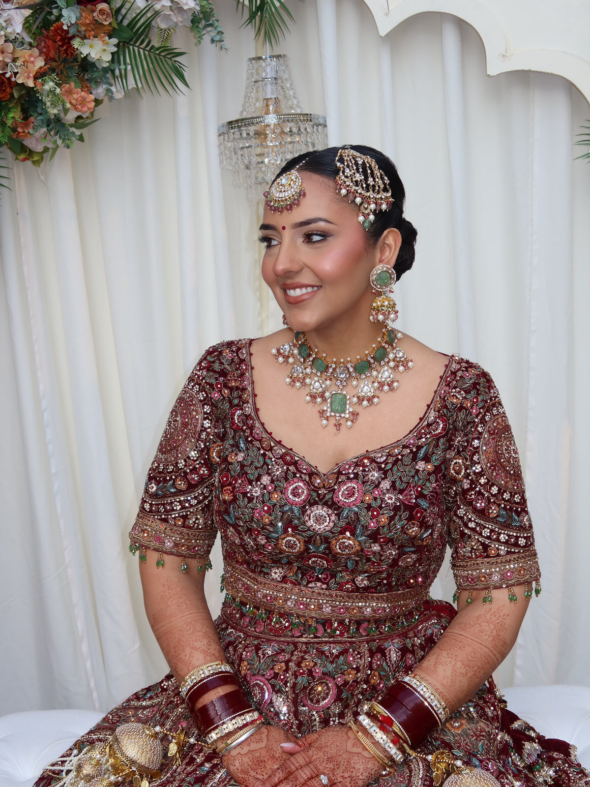 Amrit in Deep Maroon Styled Lehenga