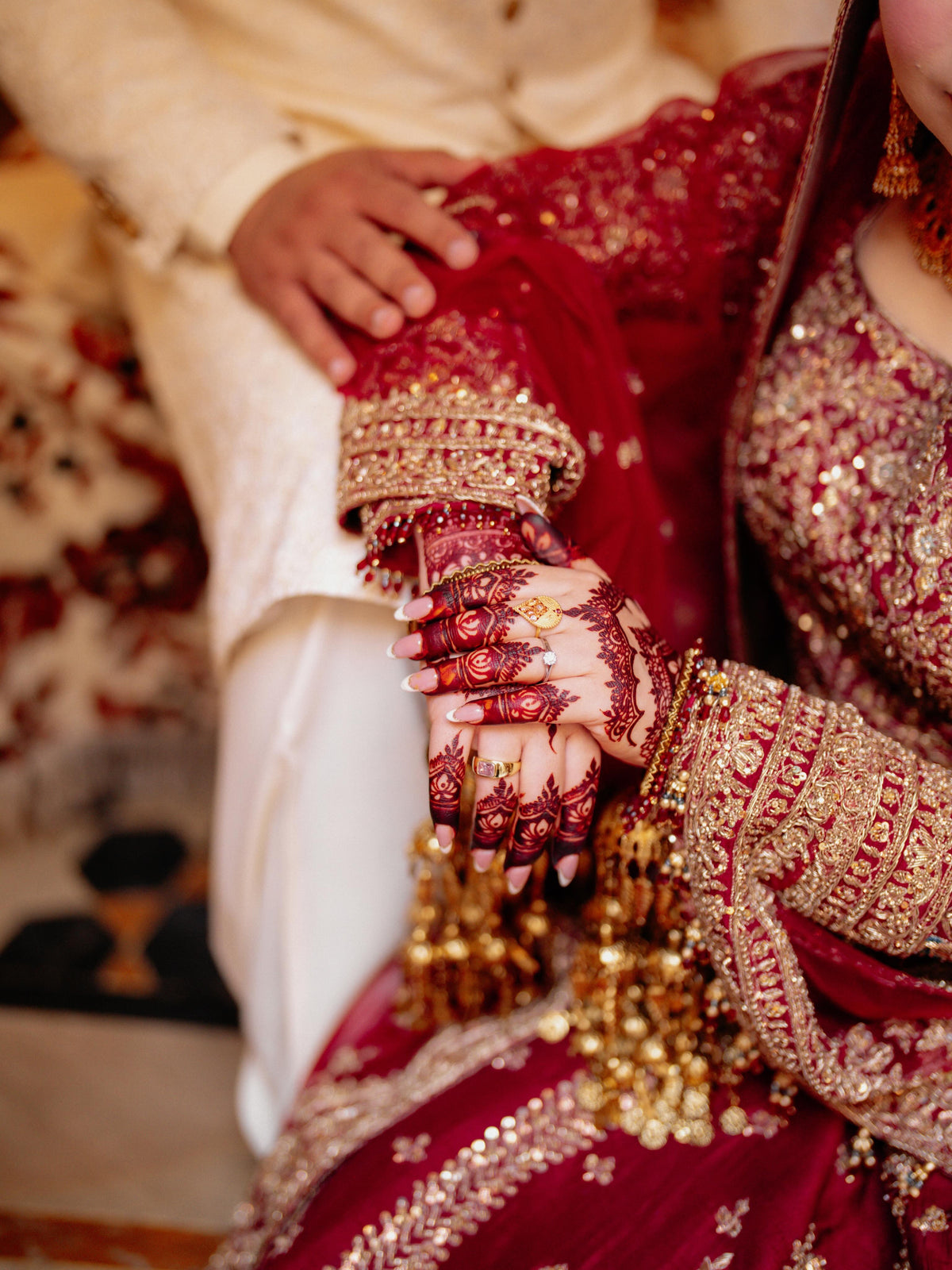 Anam in Ruby Maroon Bridal Lehenga