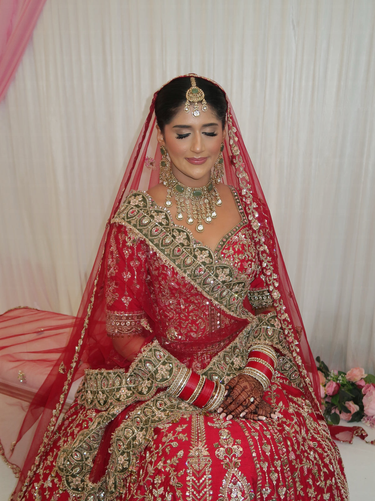 Aneeka's Anand Karaj in Red Gold Lehenga