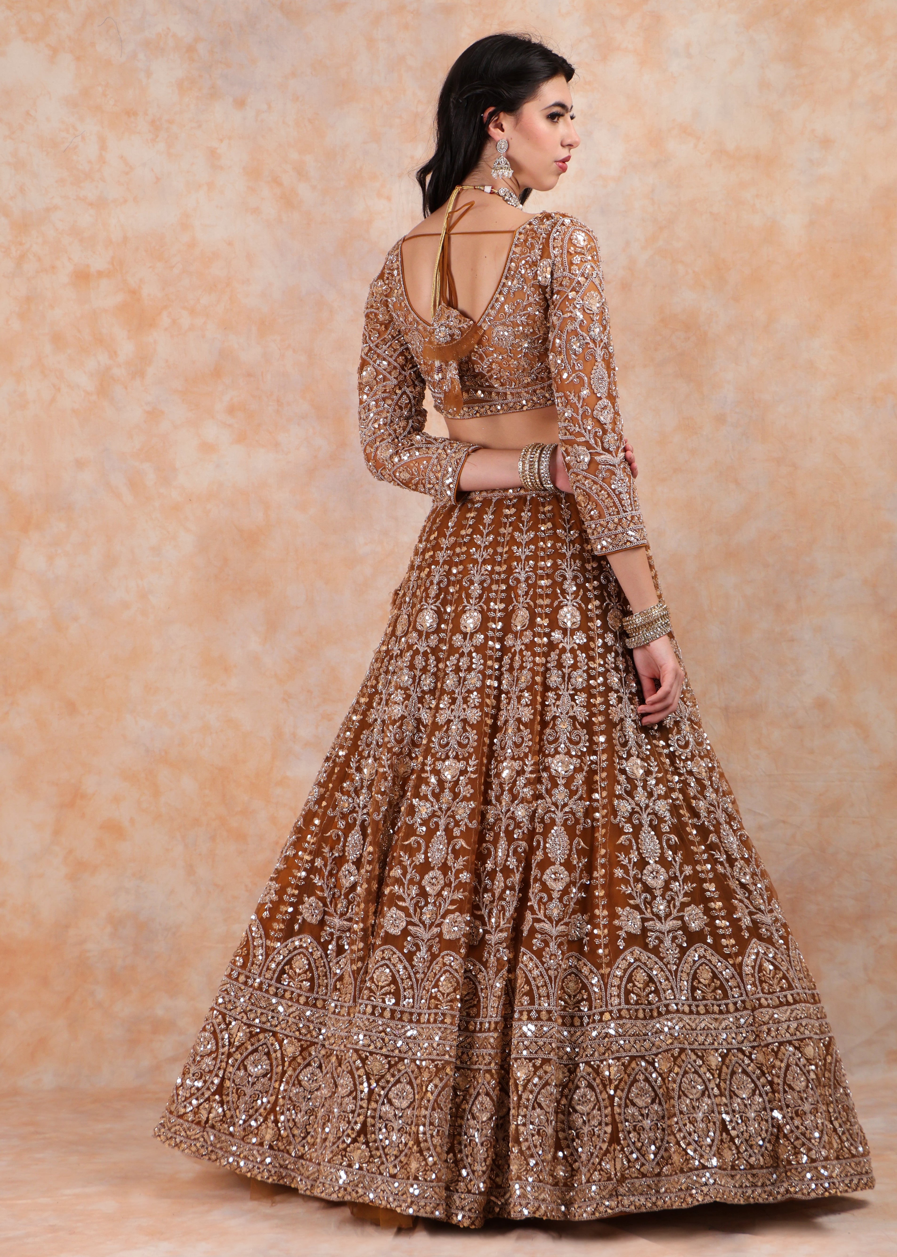 MUSTARD EMBROIDERY LEHENGA AND TOP WITH DUPATTA