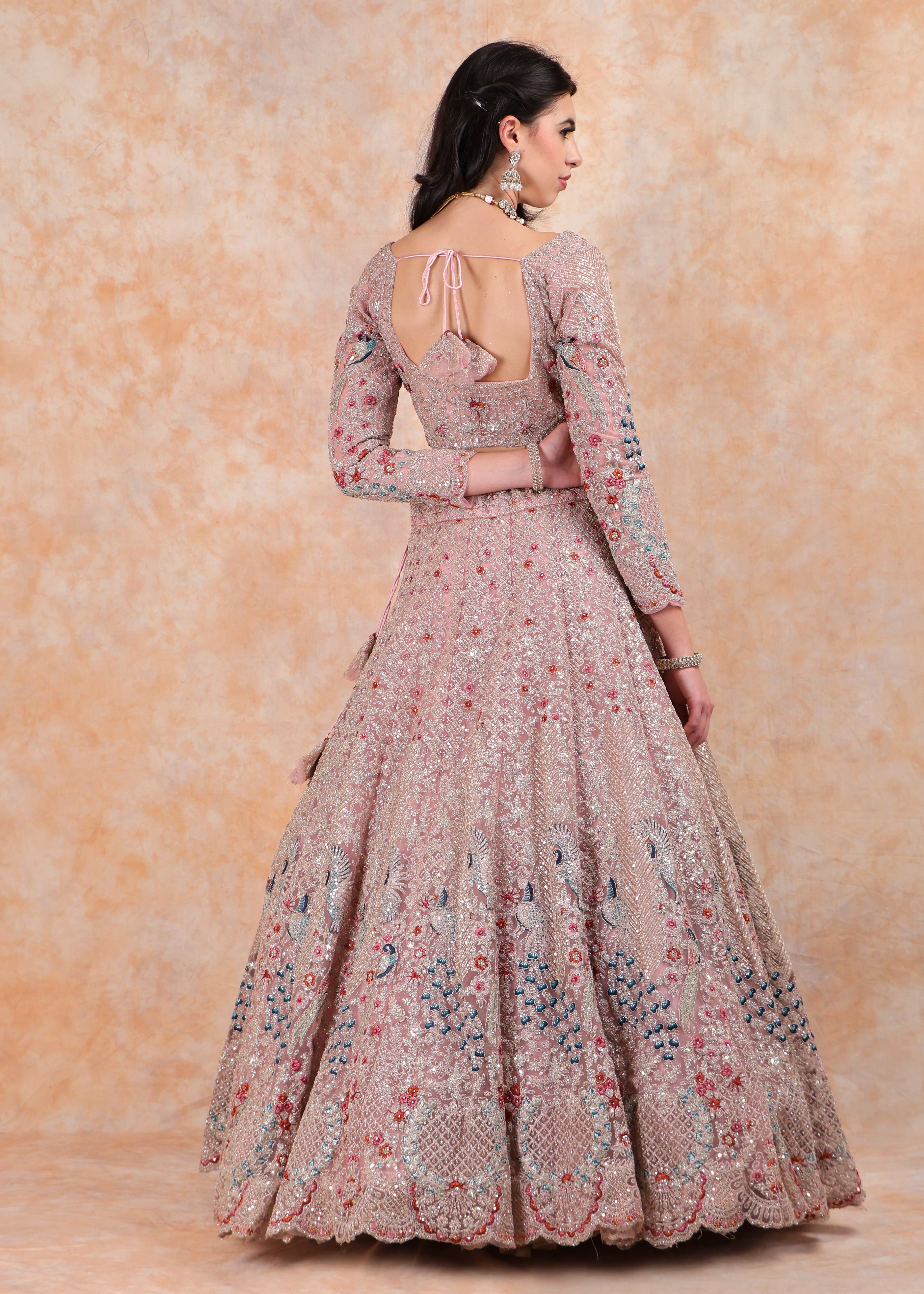 PINK EMBROIDERY LEHENGA WITH ELEGANT TOP AND  DUPATTA