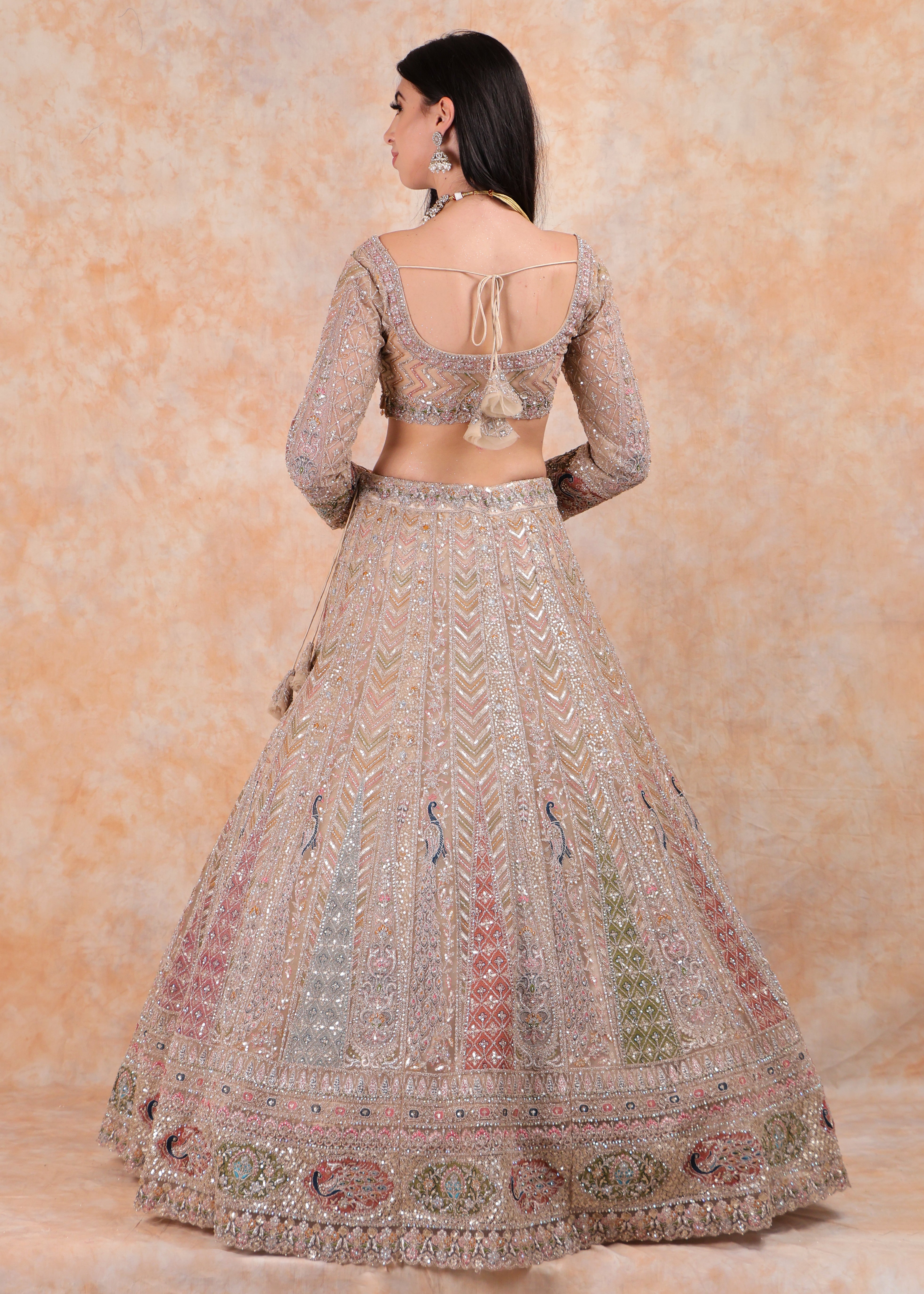GLD MULTI EMBROIDERY LEHENGA WITH ELEGANT TOP AND  DUPATTA