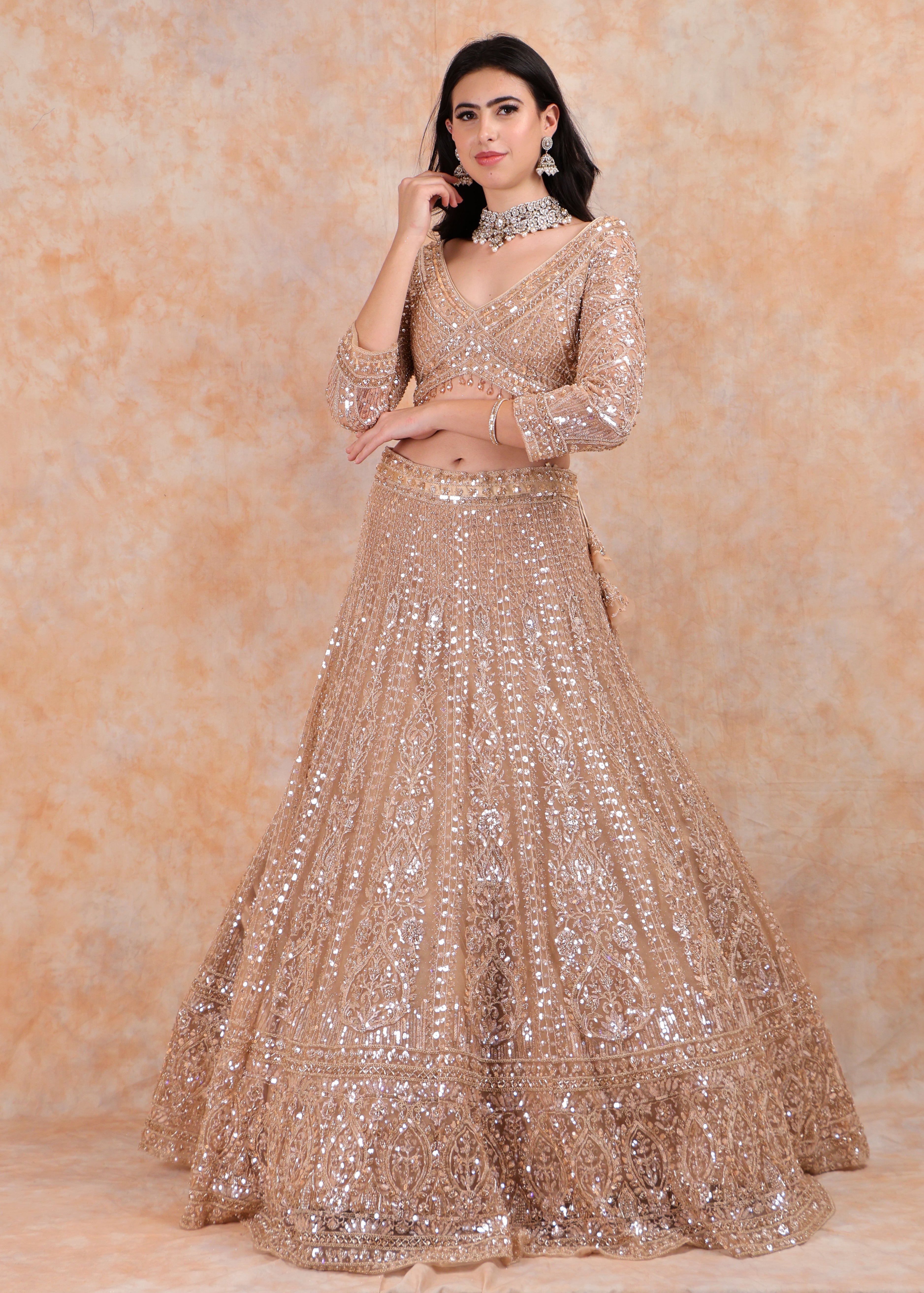 GLD EMBROIDERY LEHENGA WITH ELEGANT TOP AND  DUPATTA