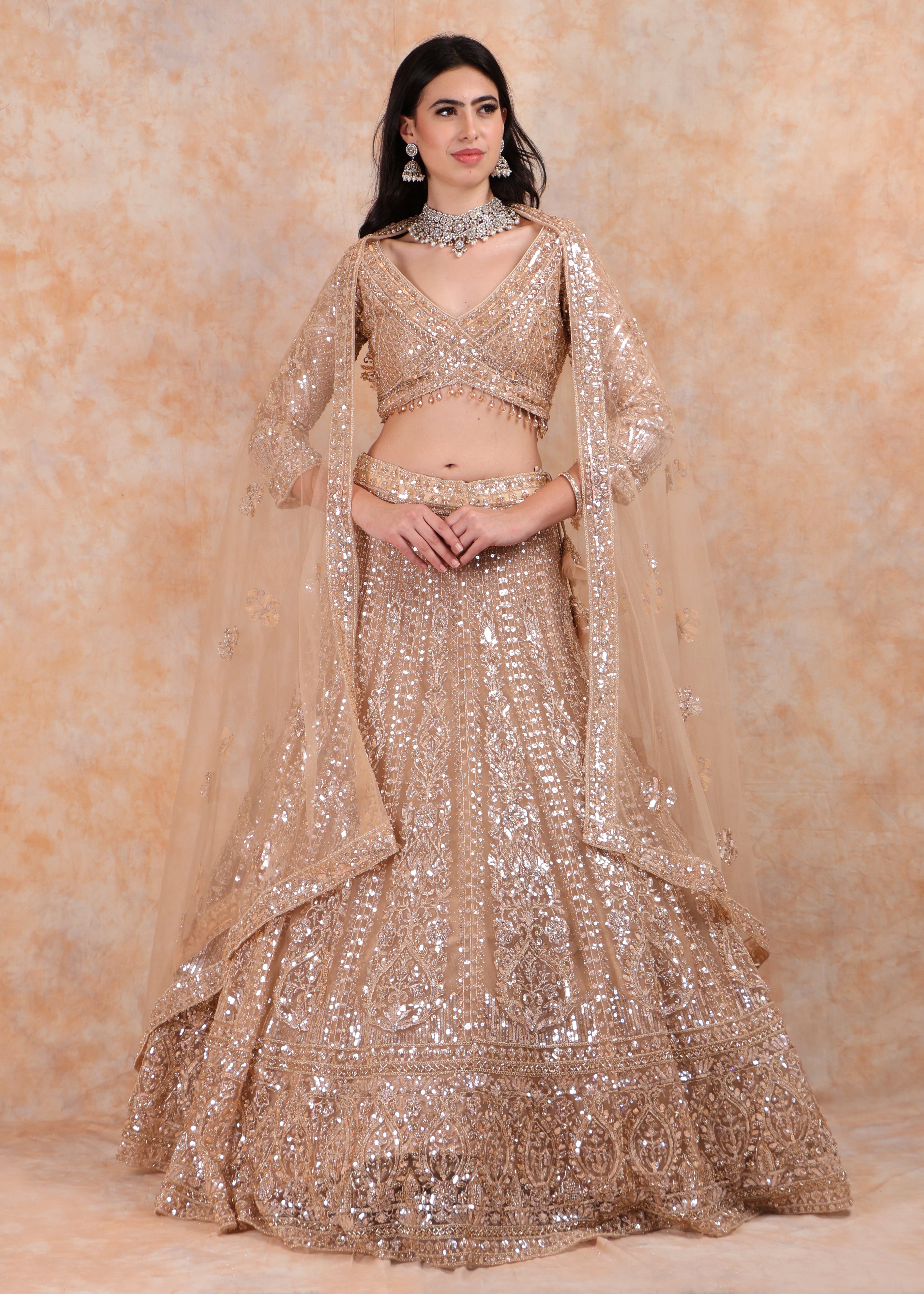 GLD EMBROIDERY LEHENGA WITH ELEGANT TOP AND  DUPATTA