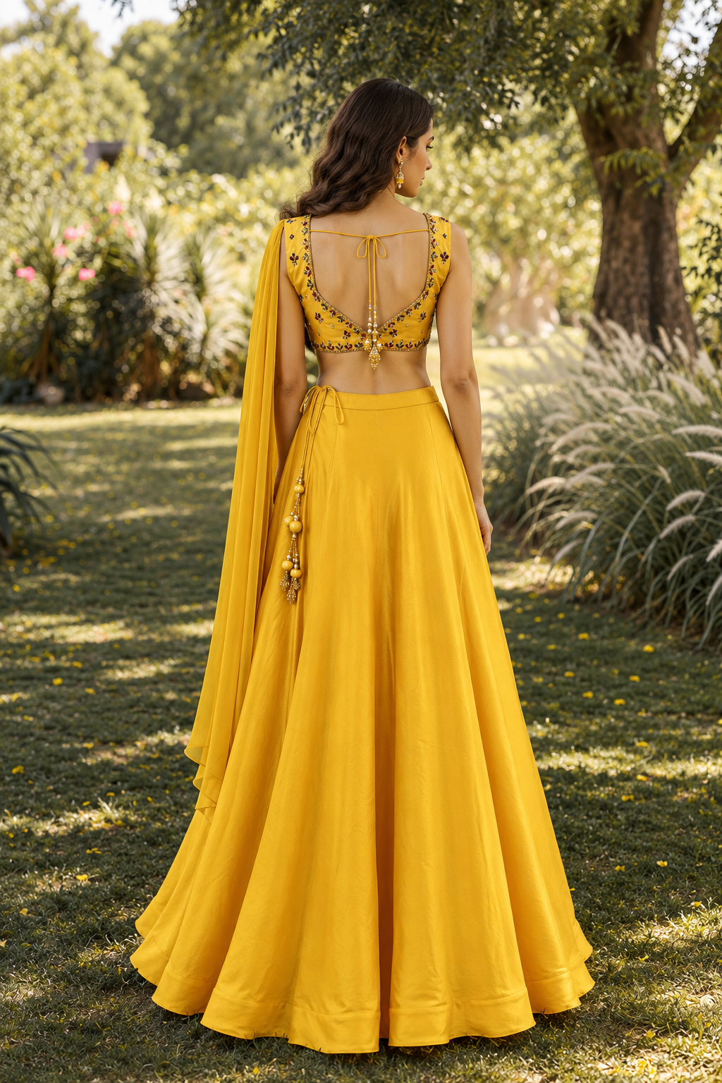 Mustard Amber Embroidered Lehenga