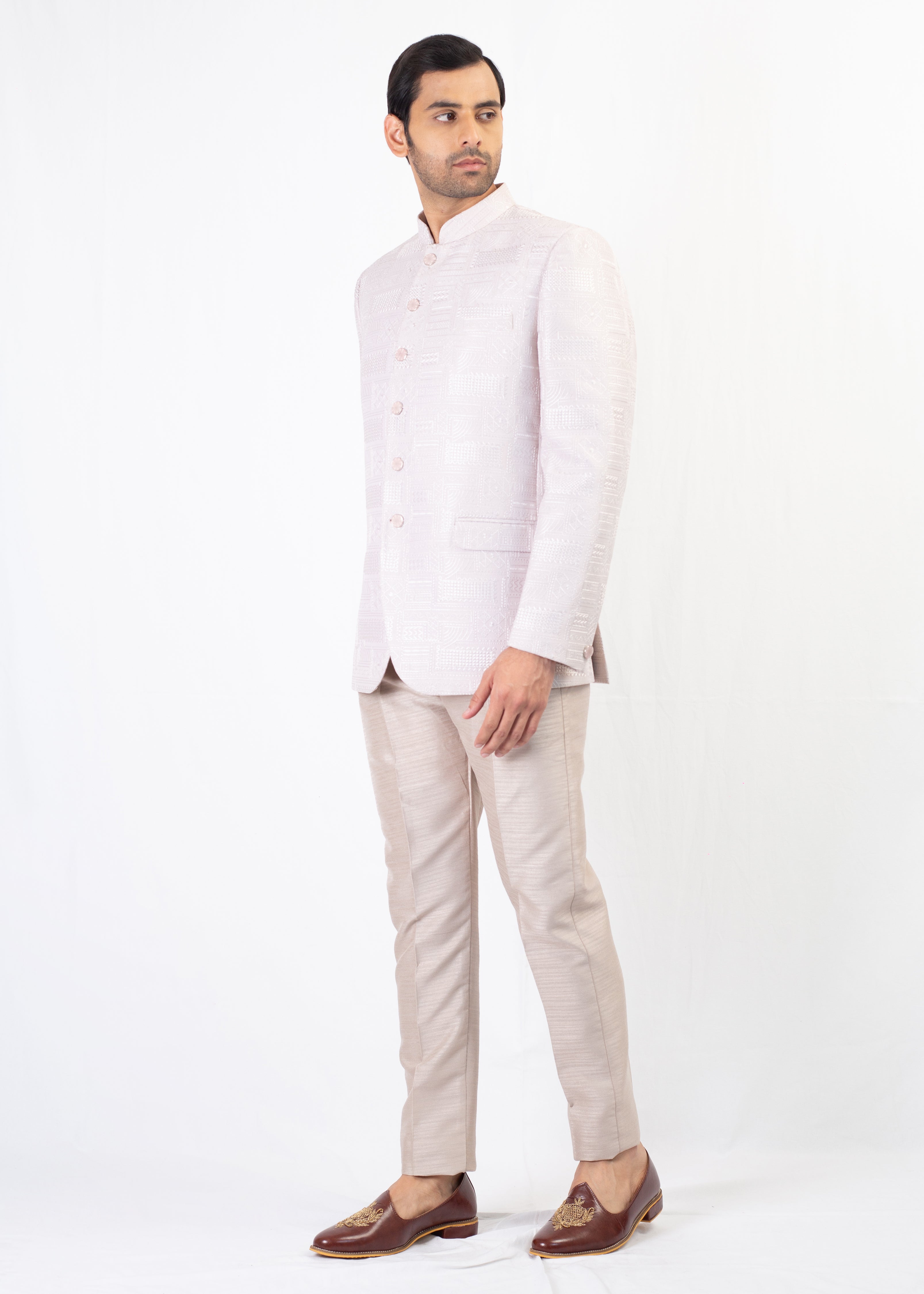 LIGHT GREY EMBROIDERY BLAZER ONLY