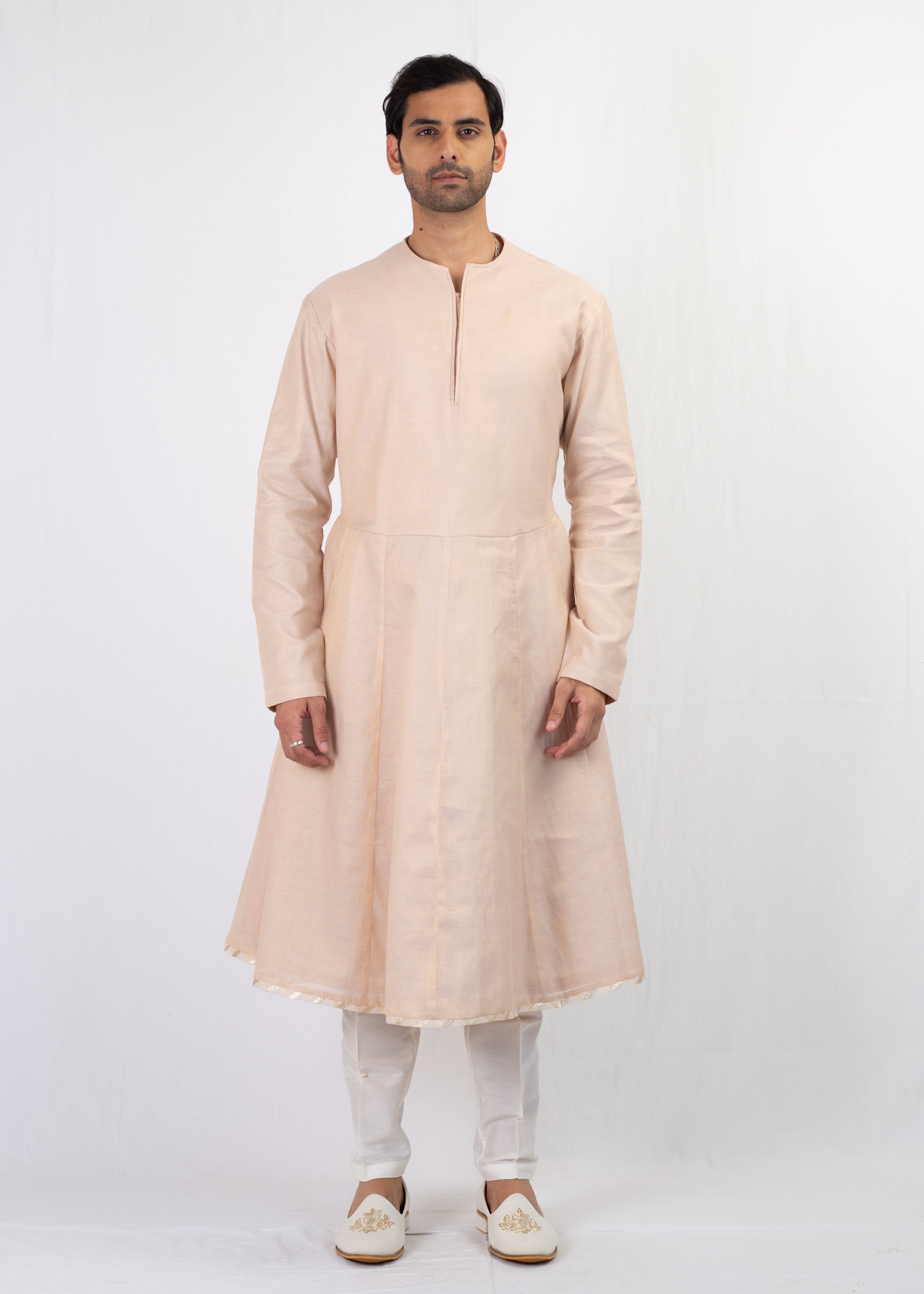 BABY PINK ELEGANT EMBROIDERY SHERWANI AND BALA WITH BELT AND TROUSER