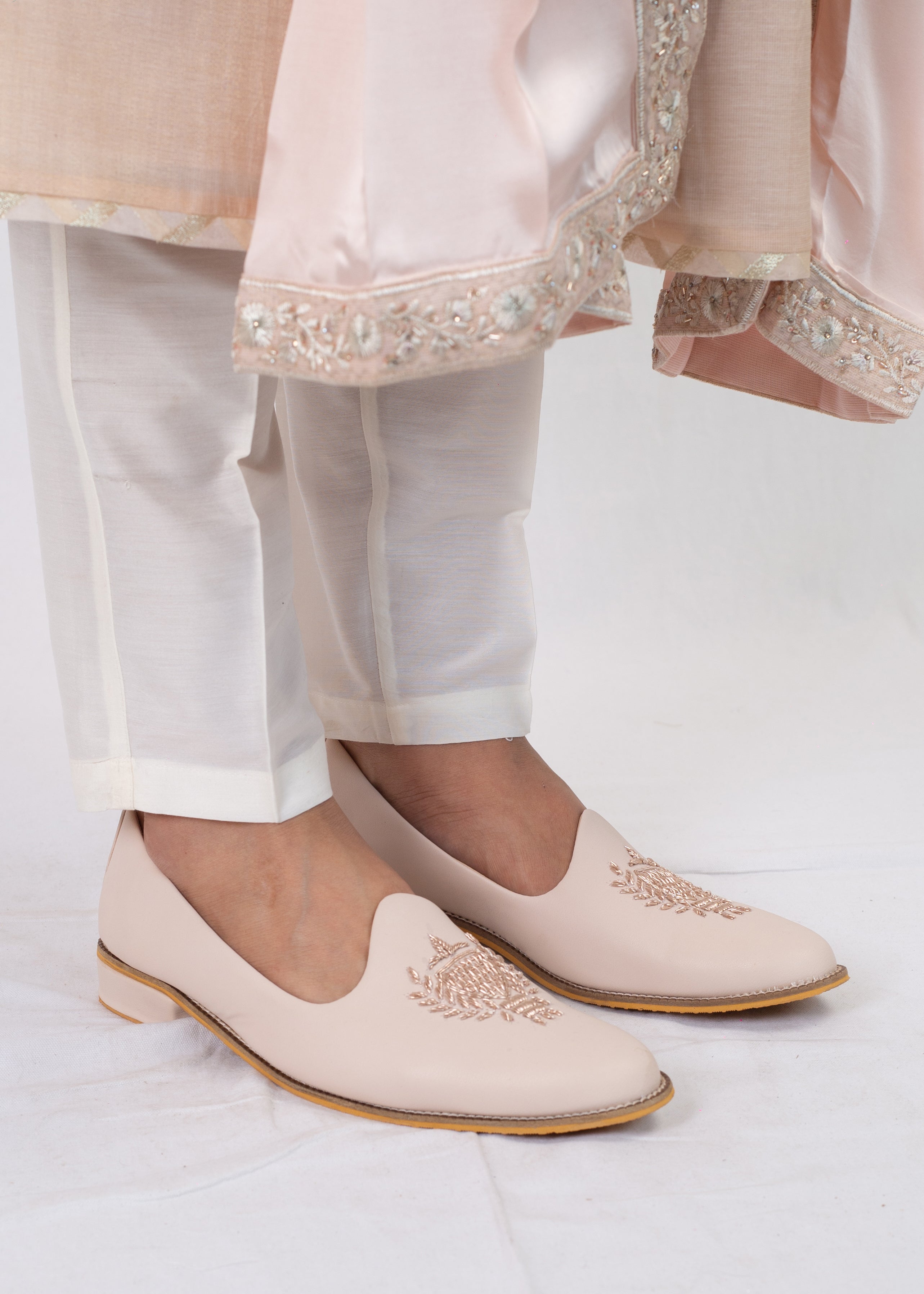 BABY PINK ELEGANT EMBROIDERY SHERWANI AND BALA WITH BELT AND TROUSER