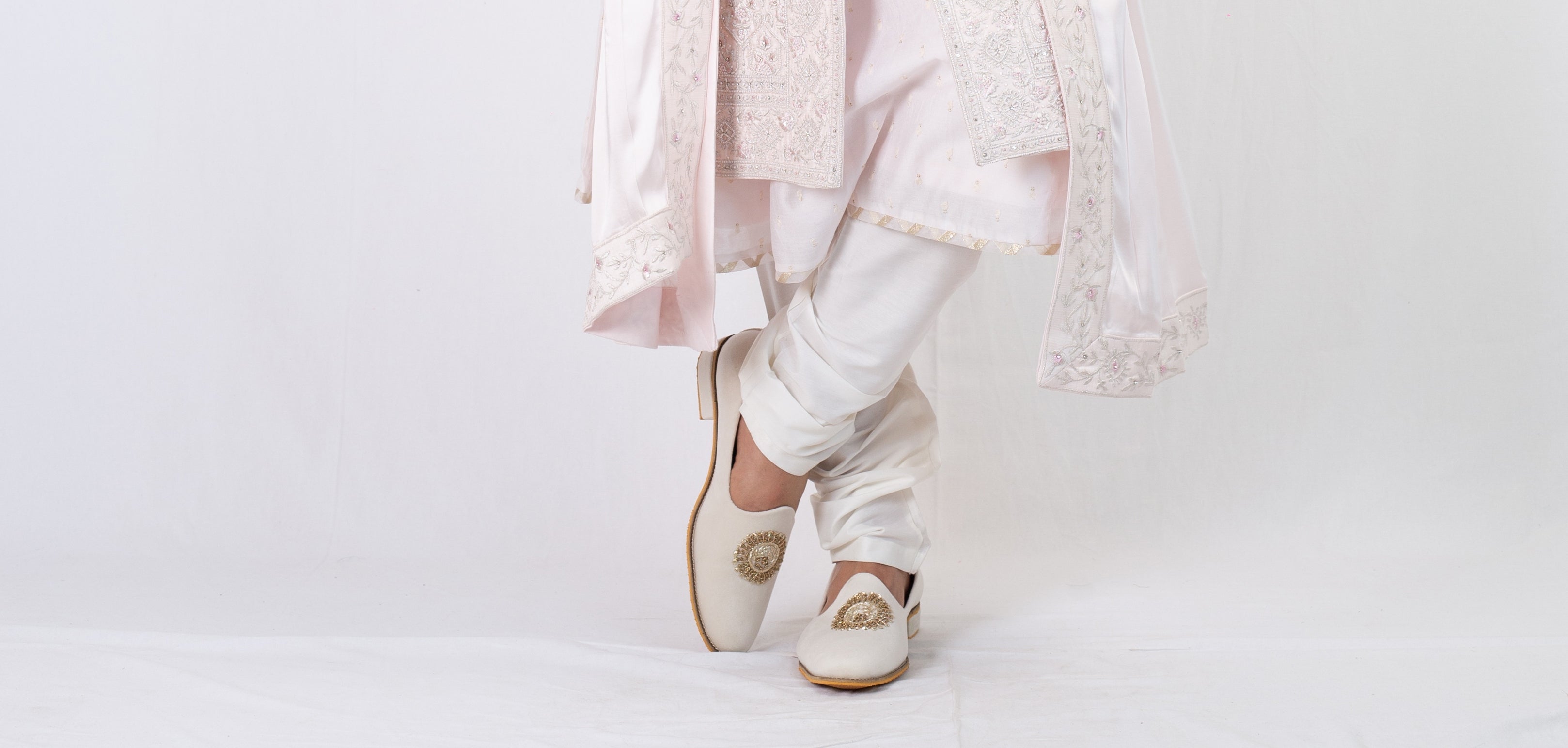 BABY PINK EMBROIDERY SHERWANI AND KURTA WITH TROUSER AND PALLA