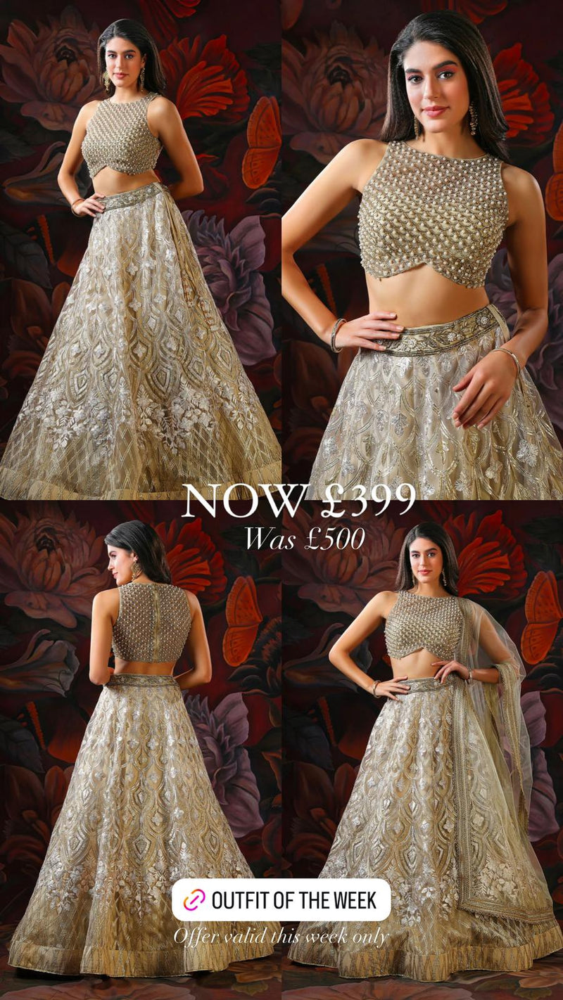 Beige Lehenga with Stylish Top