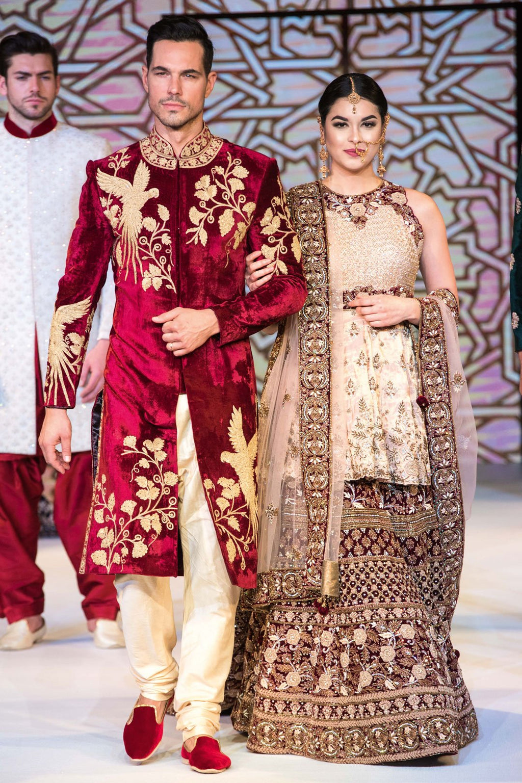 Golden on sale red sherwani