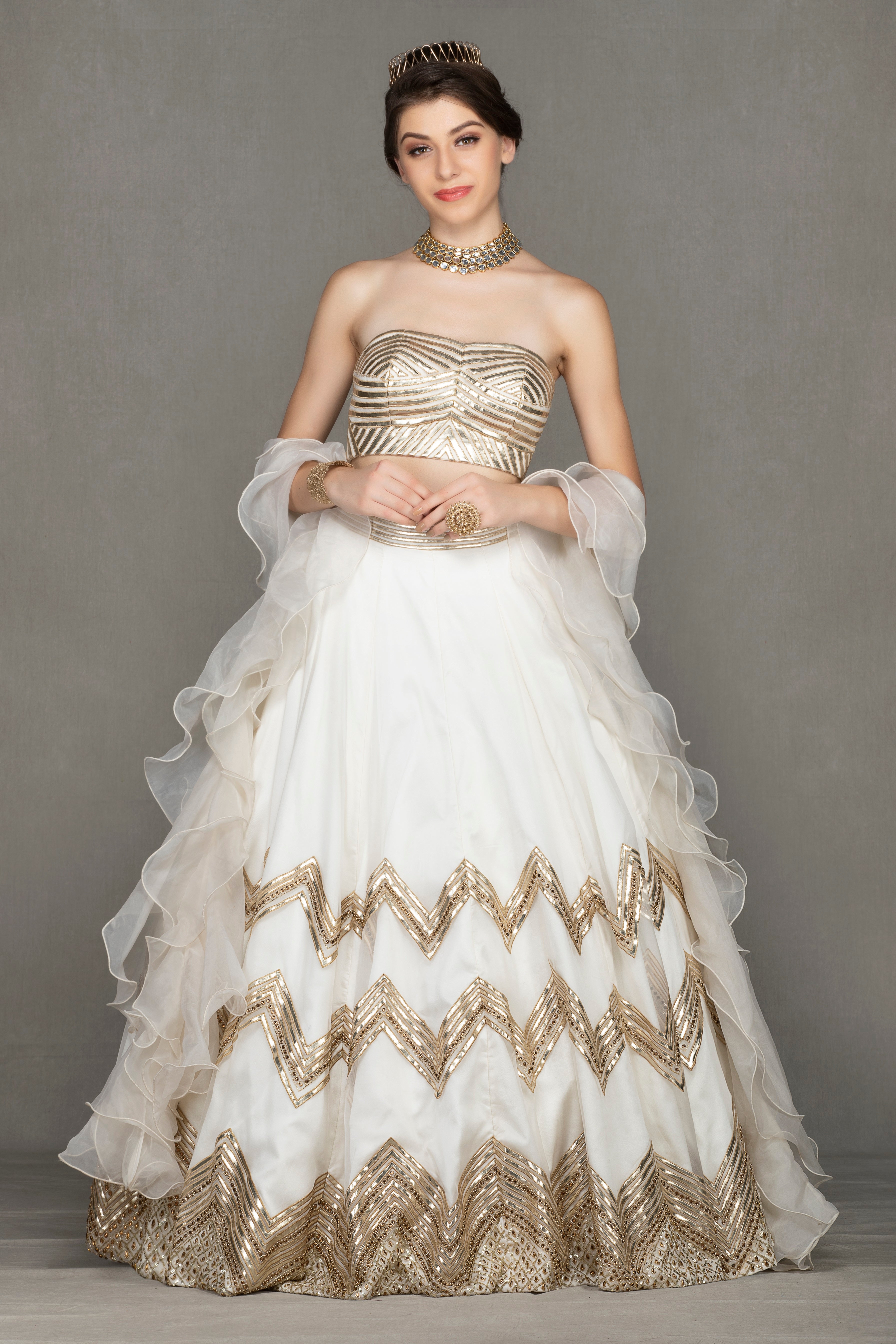 Leather work embellished lehenga