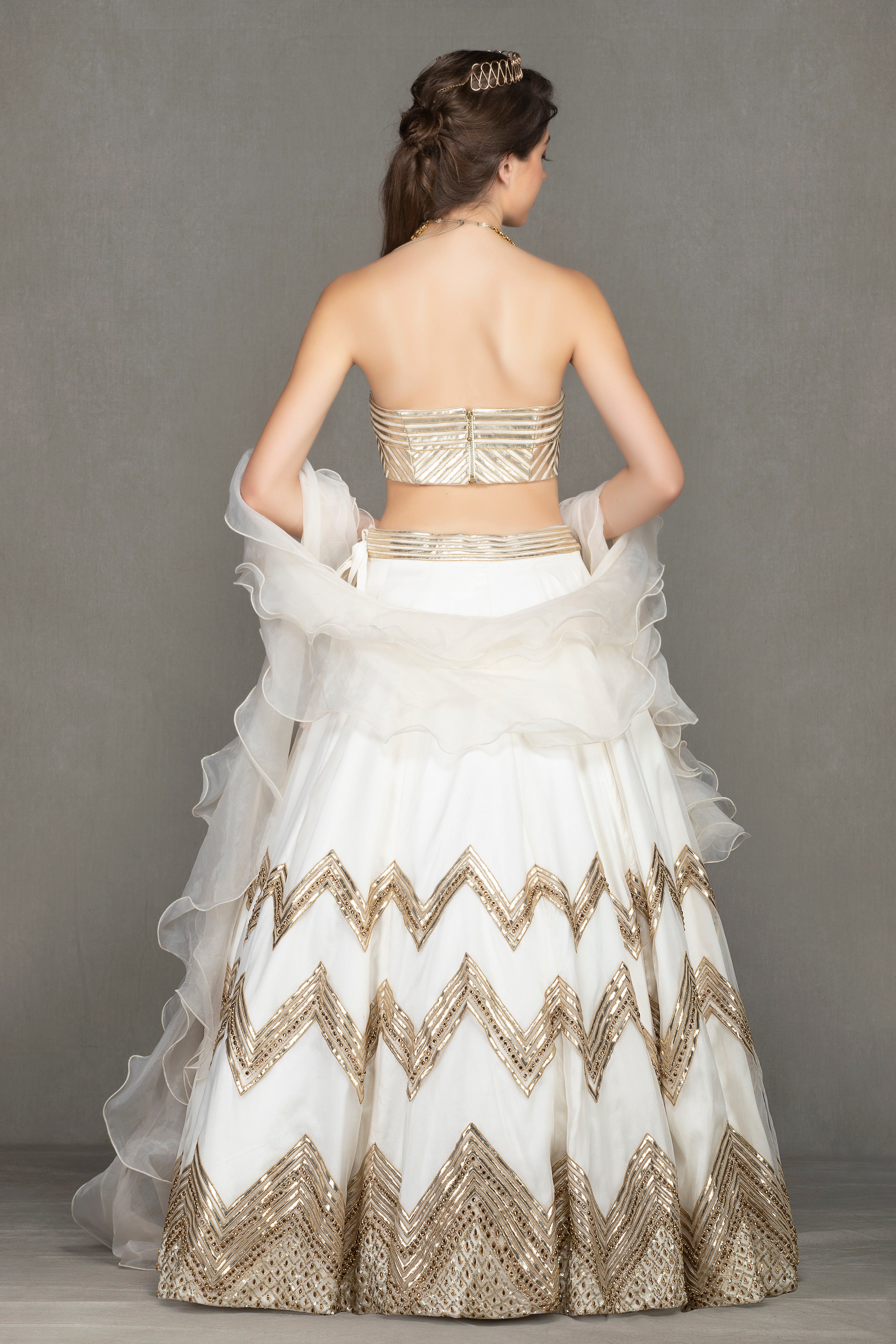 Leather work embellished lehenga