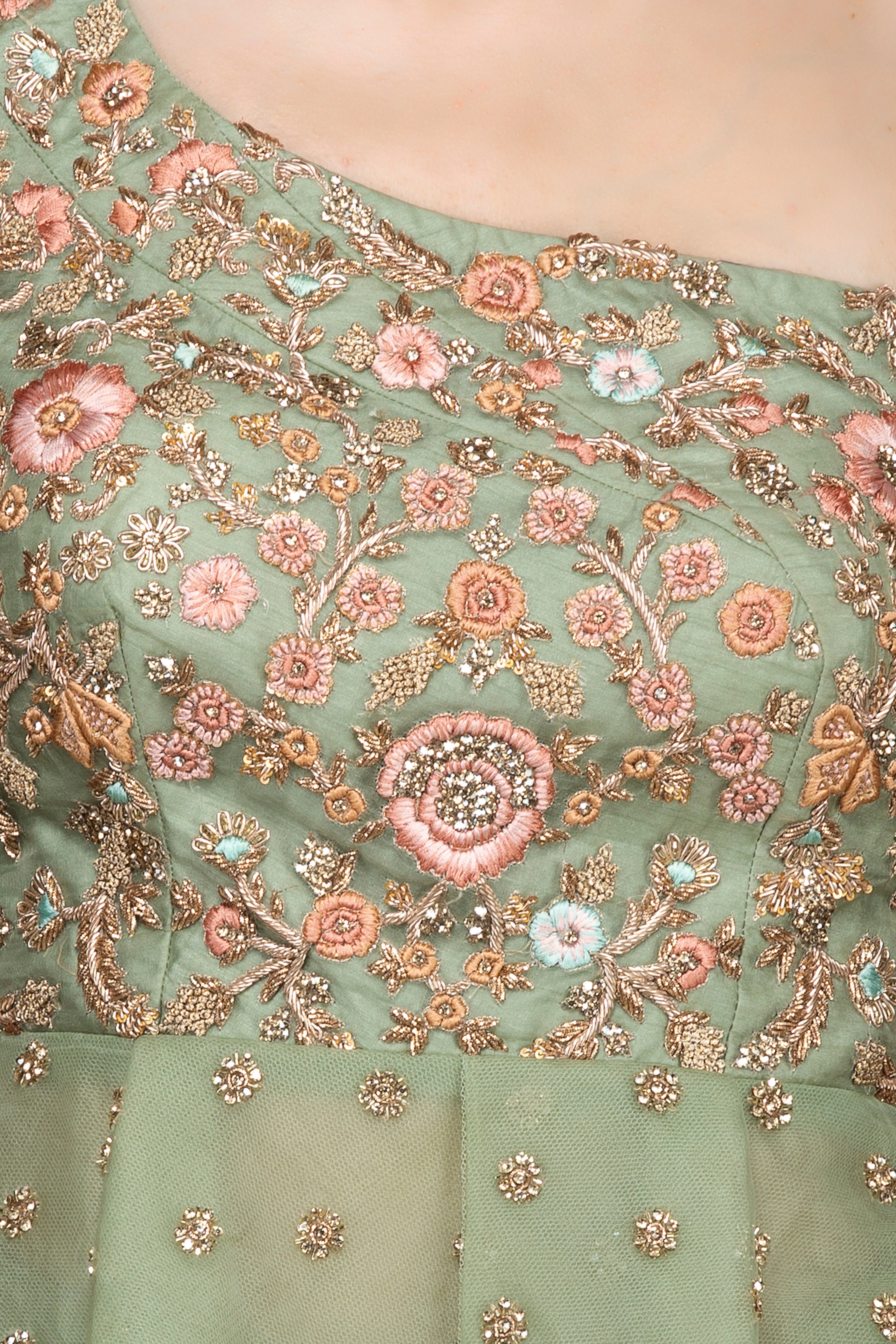 Olive Green Peplum Lehenga