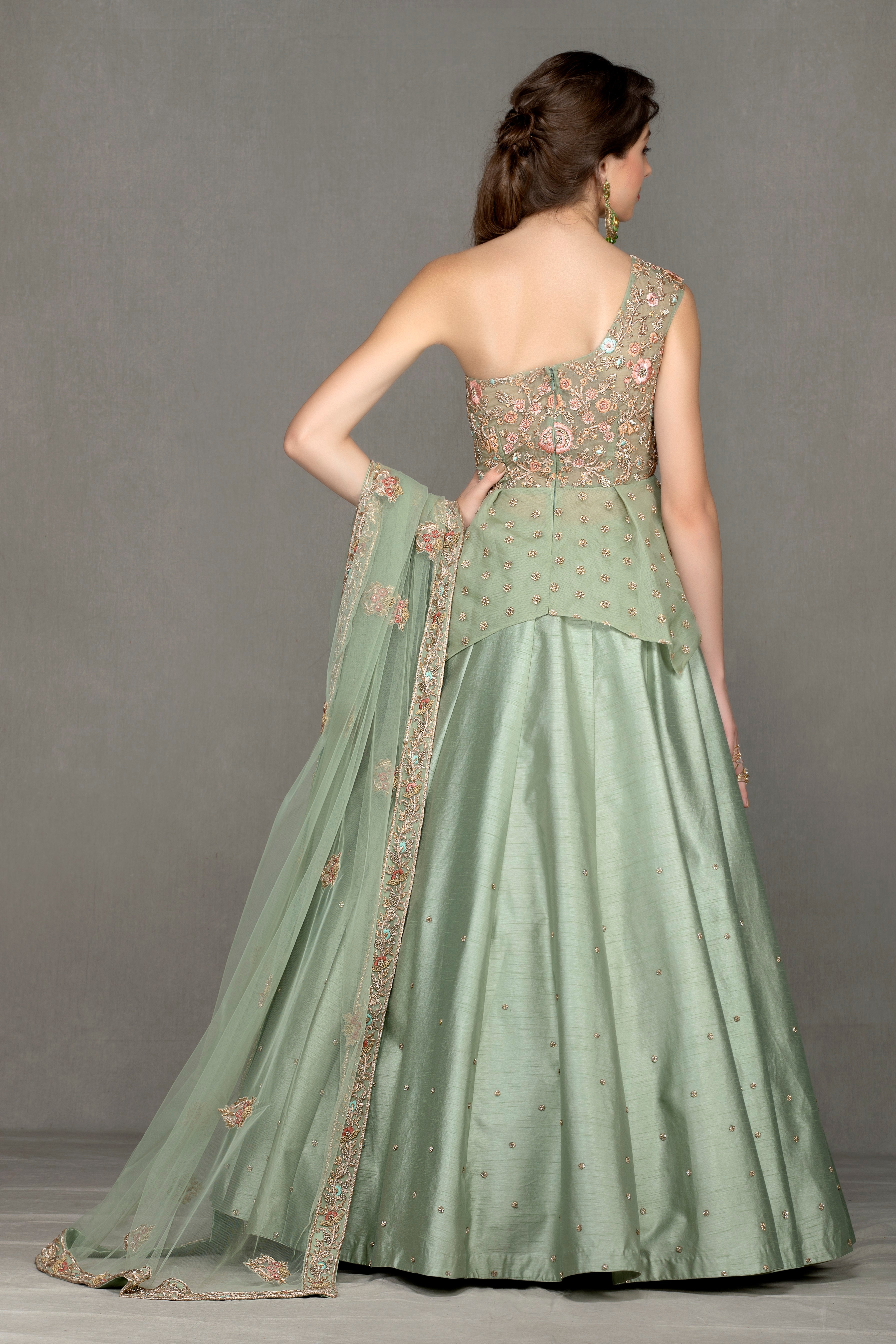 Olive Green Peplum Lehenga