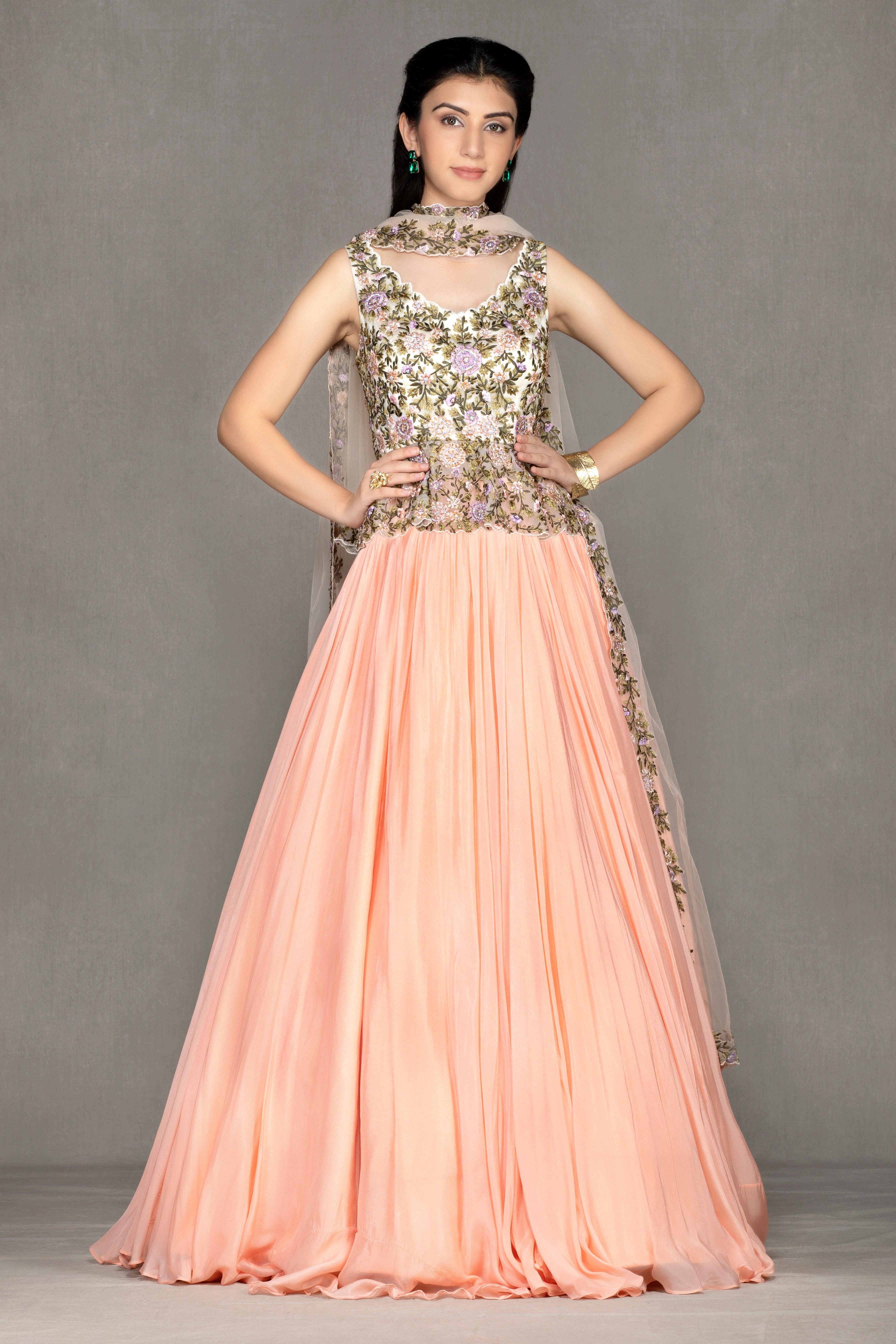 Organza Peplum Lehenga