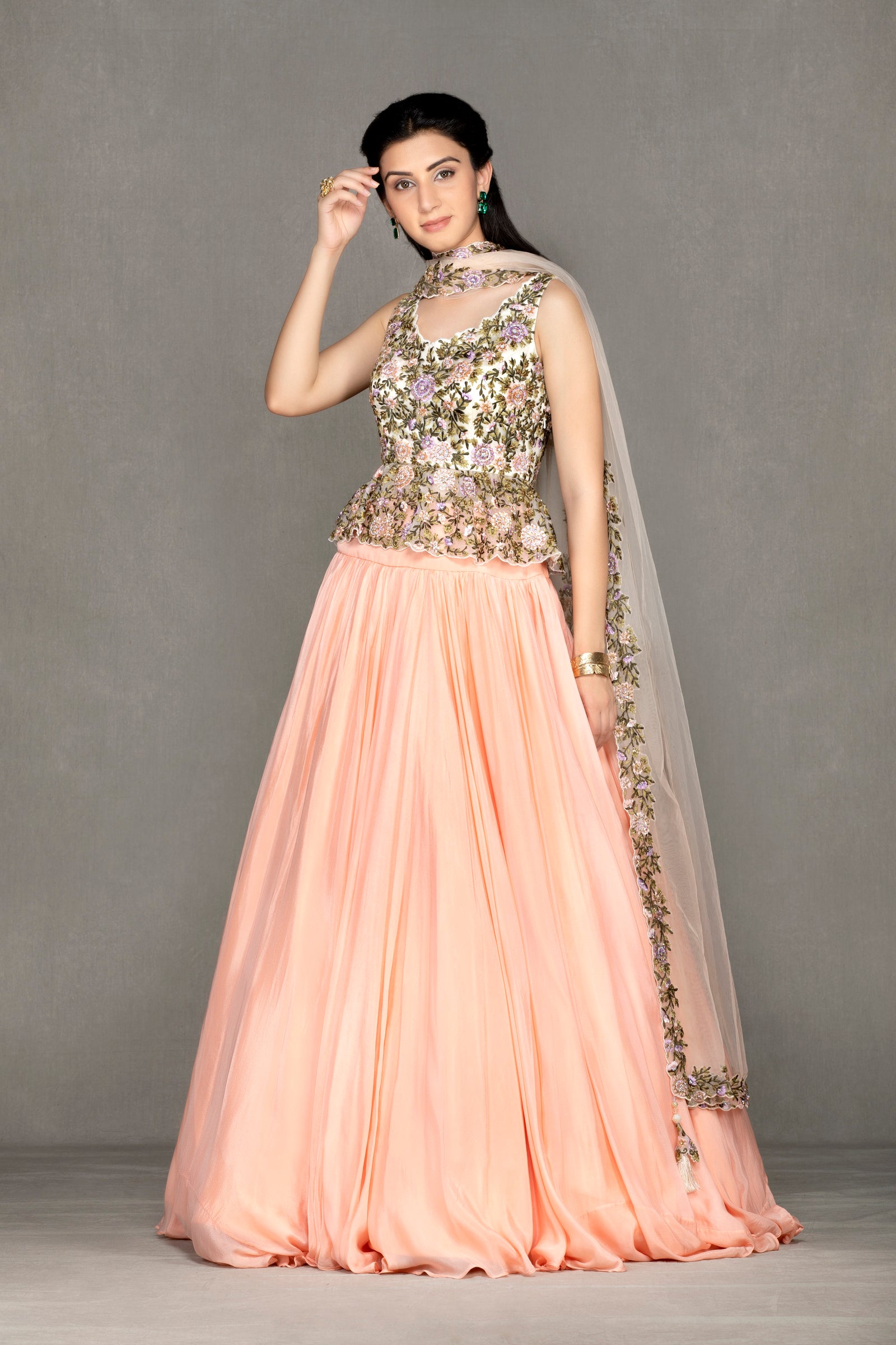 Organza Peplum Lehenga Get Asian Party outfits Online UK Mongas
