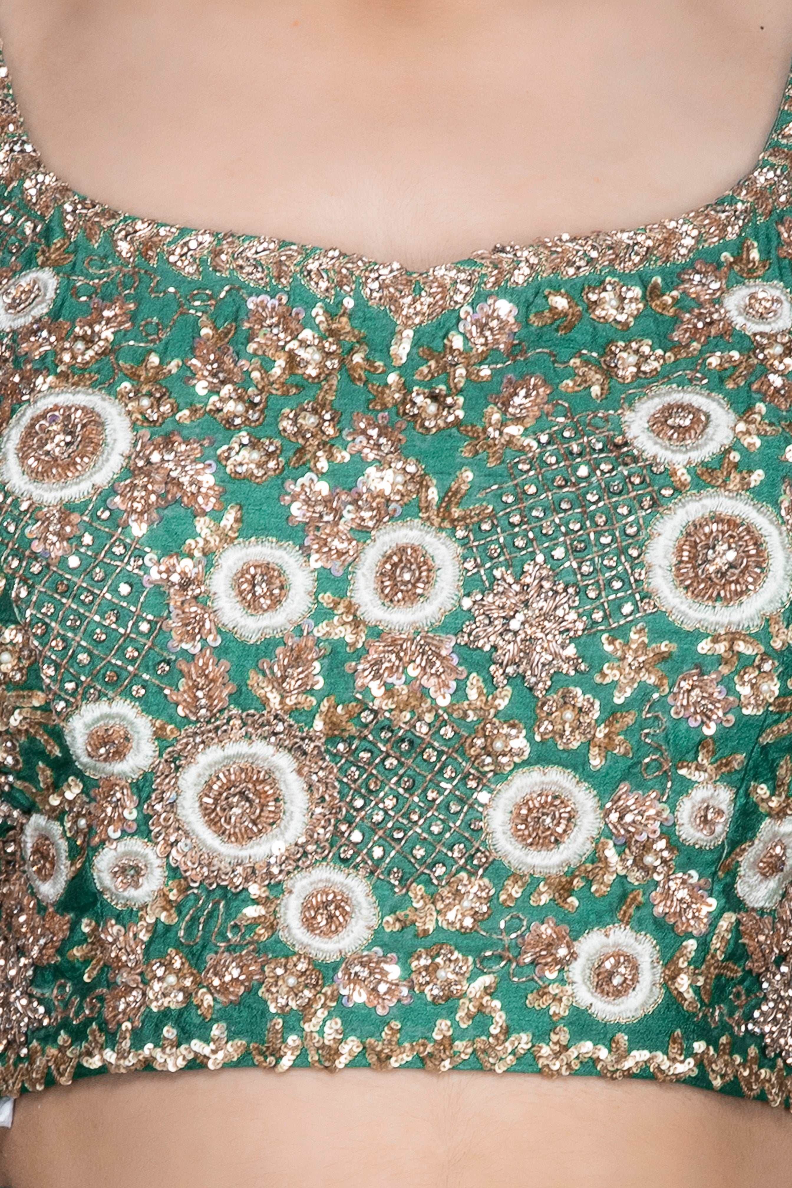 Dark Green Georgette Lehenga