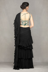 Black Georgette Saree with flairs