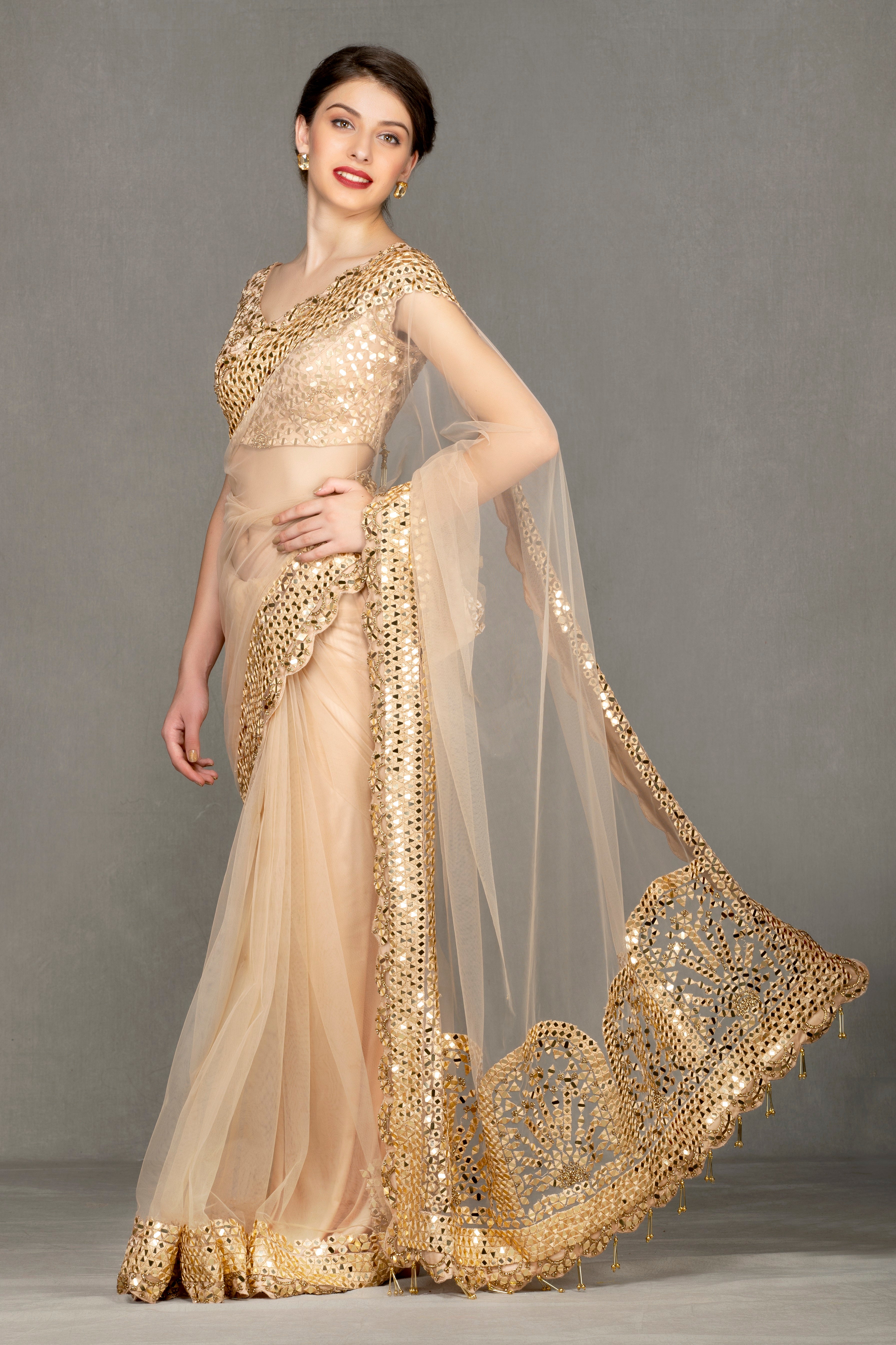 Mirror work Saree