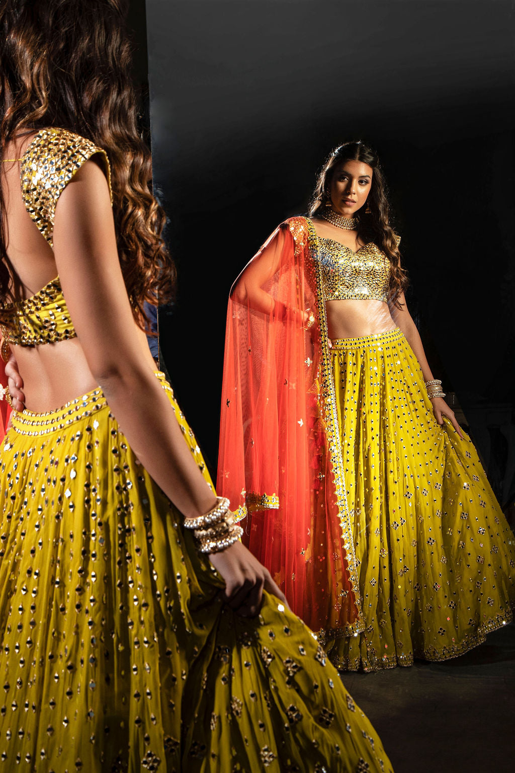 Mirror Embroidered Top and skirt