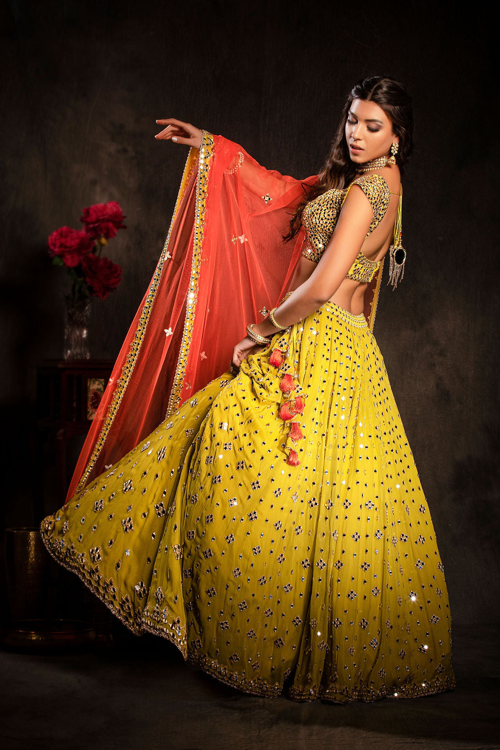 Mirror Embroidered Top and skirt