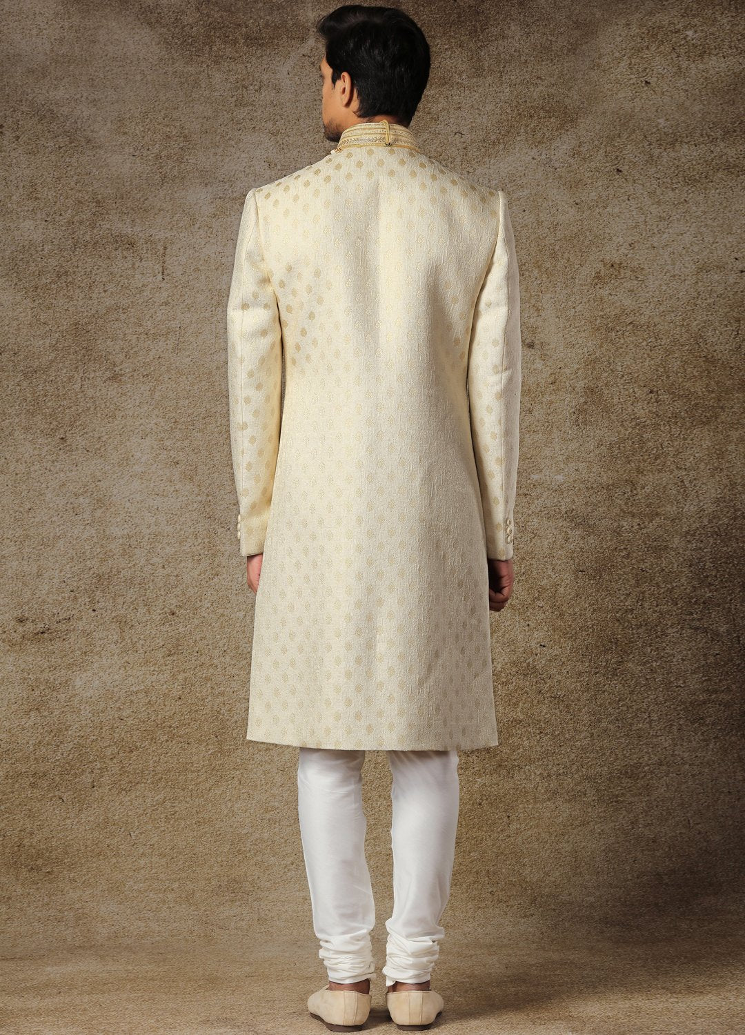 Sea Pearl Banarasi Silk Sherwani 