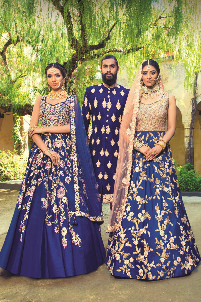 Royal Blue Gown with Sherwani