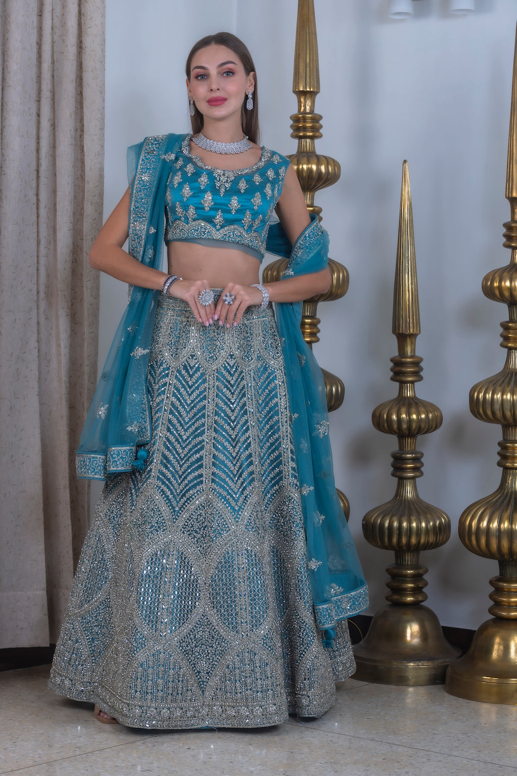 Turquoise Lehenga – Mongas
