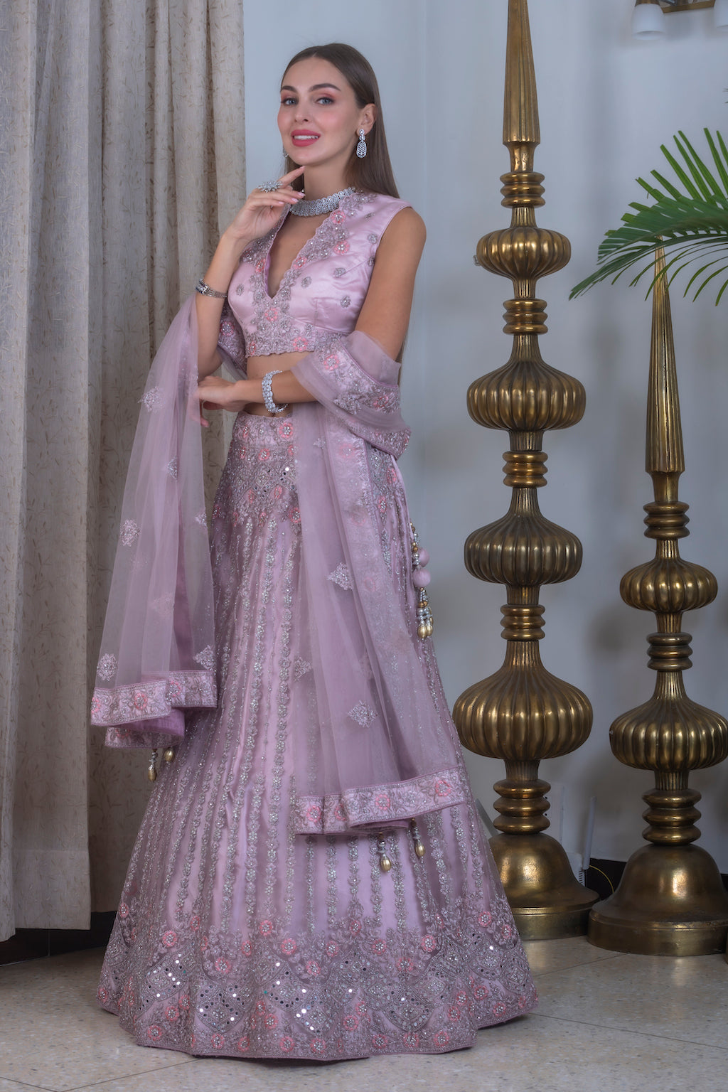 Onion Color Lehenga 