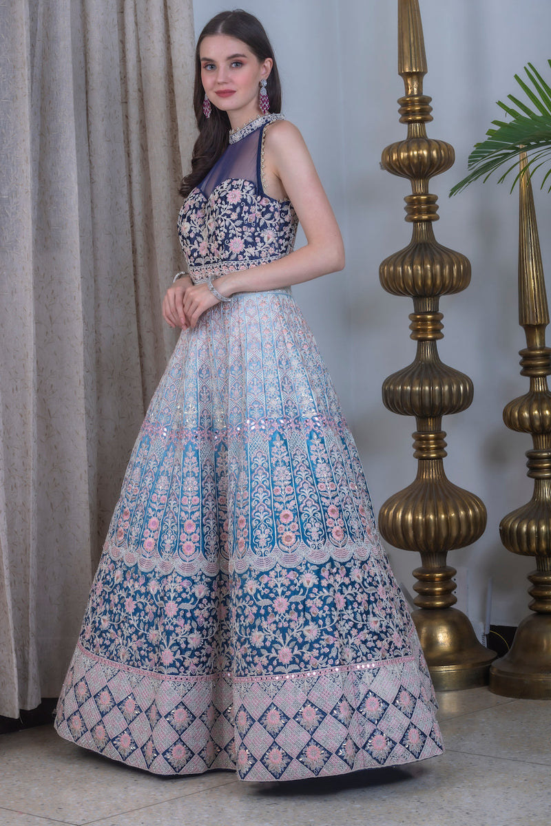 Baby Blue and Blue Ombre Lehenga