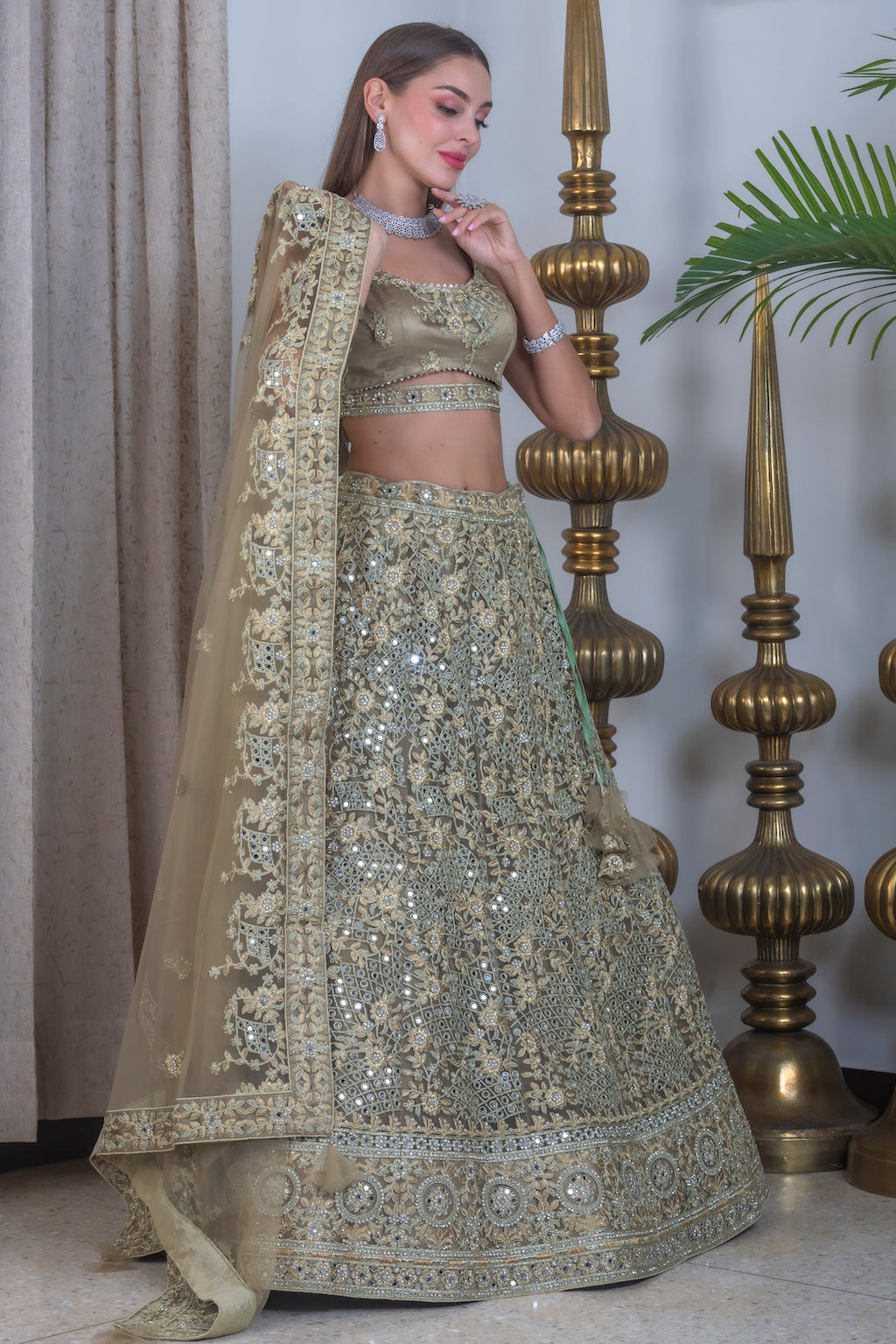 Olive color Lehenga 
