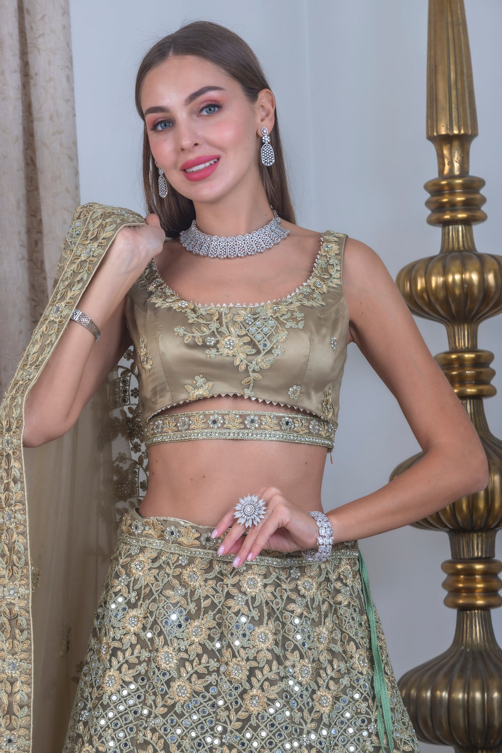 Olive color Lehenga 
