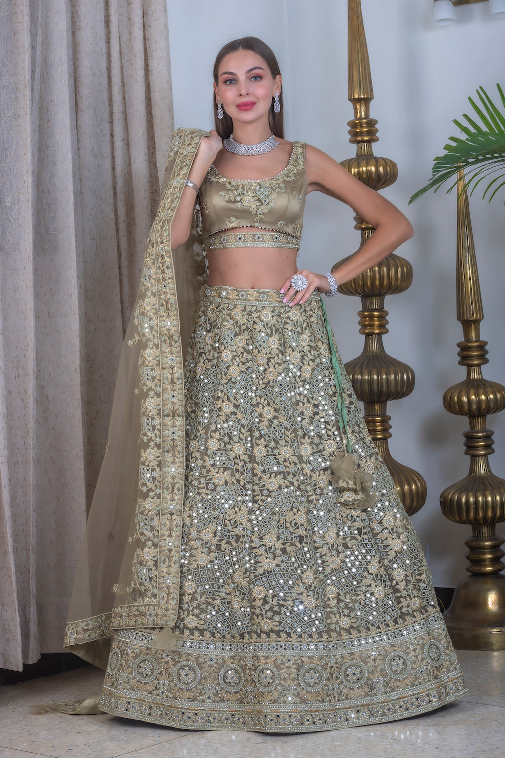Olive color Lehenga 
