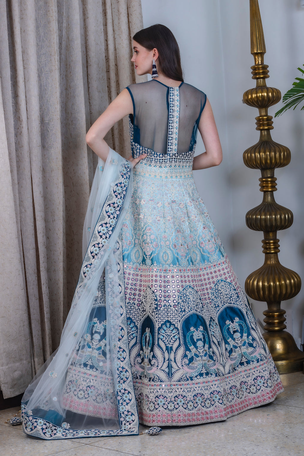 Baby blue and turquoise Ombre Lehenga