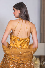 Golden Gown with Halter Neck