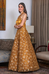 Golden Gown with Halter Neck