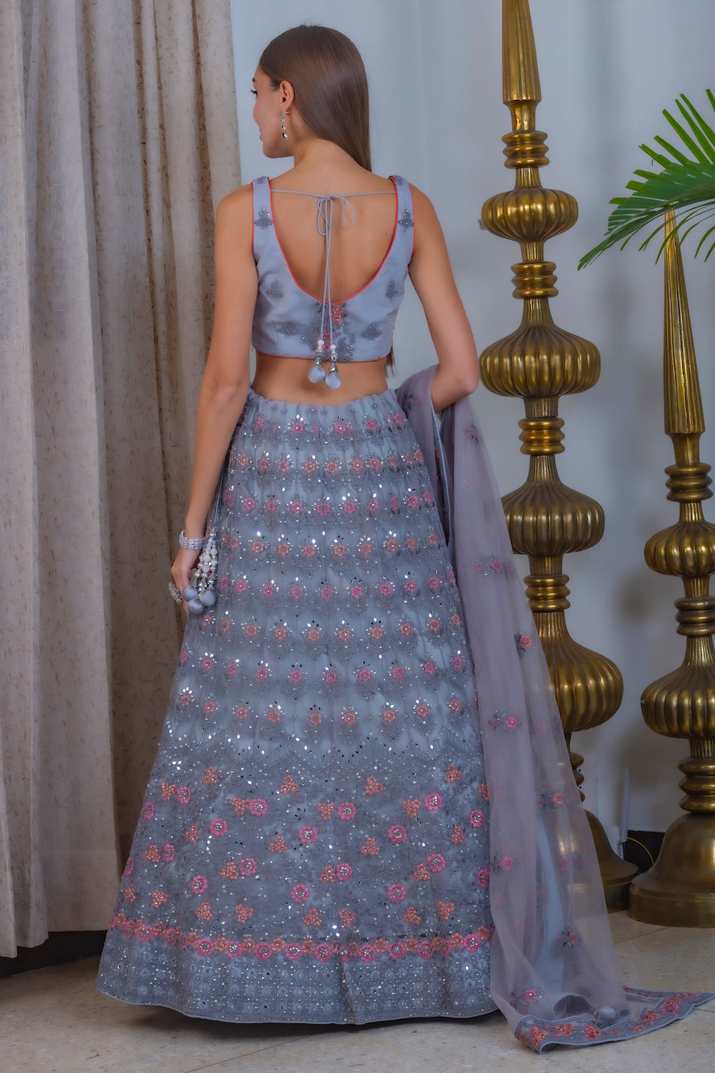 Grey Blue Lehenga