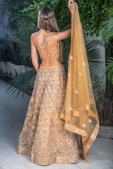 Yellow Lehenga with one shoulder top