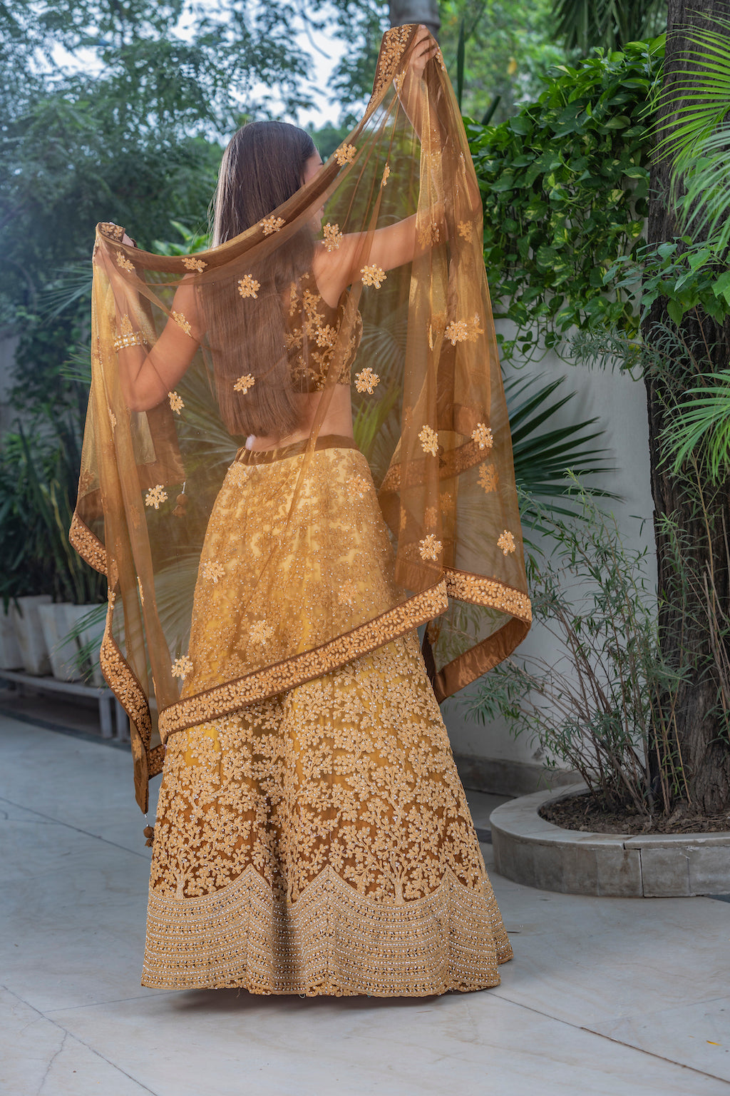 Light Golden and dark golden Ombre Lehenga