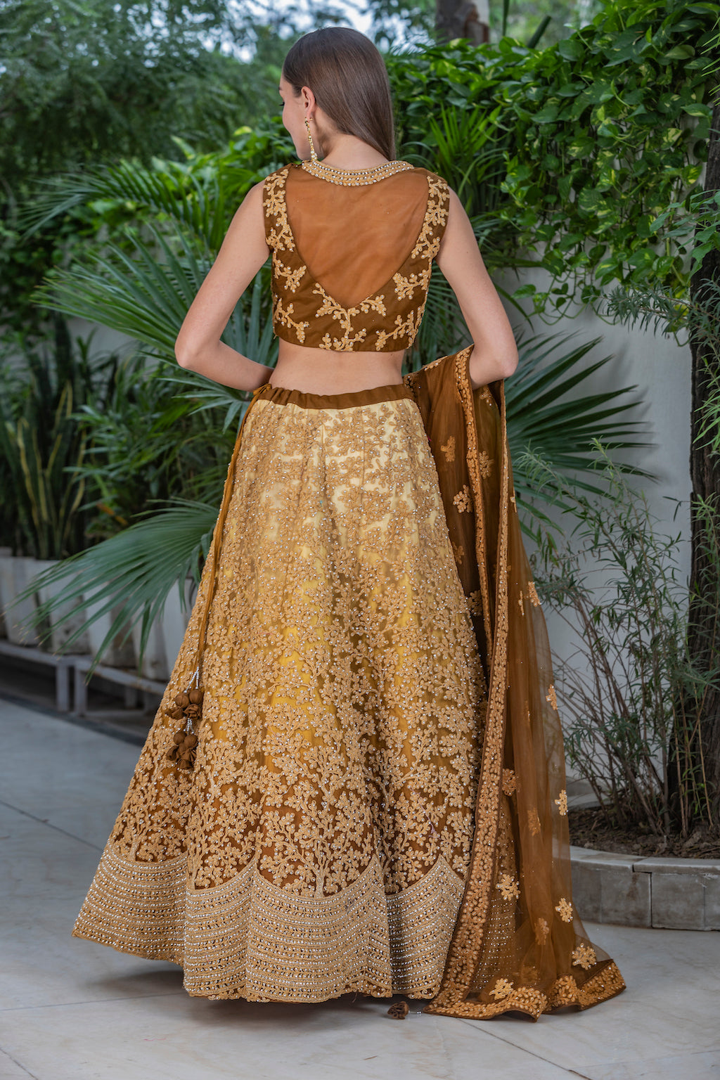 Light Golden and dark golden Ombre Lehenga
